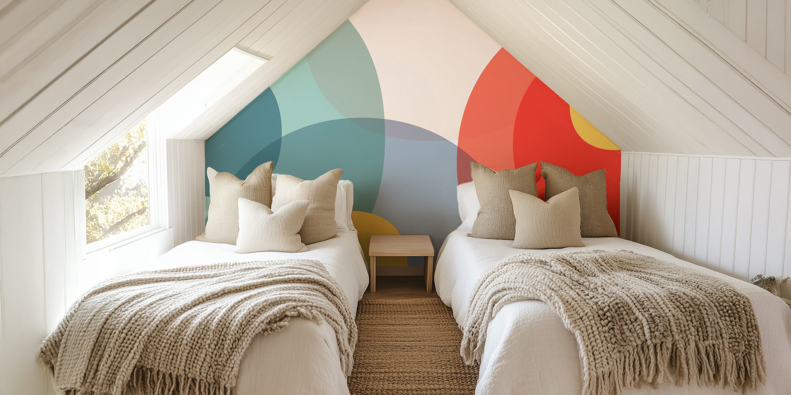 Vibrant retro wallpaper design in a room
