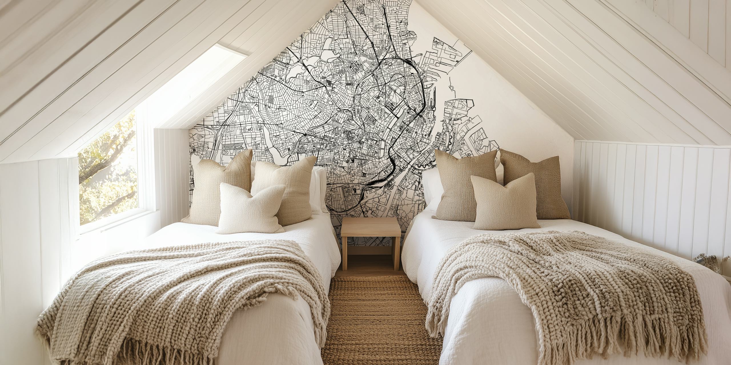 Copenhagen map in black and white wallpaper
