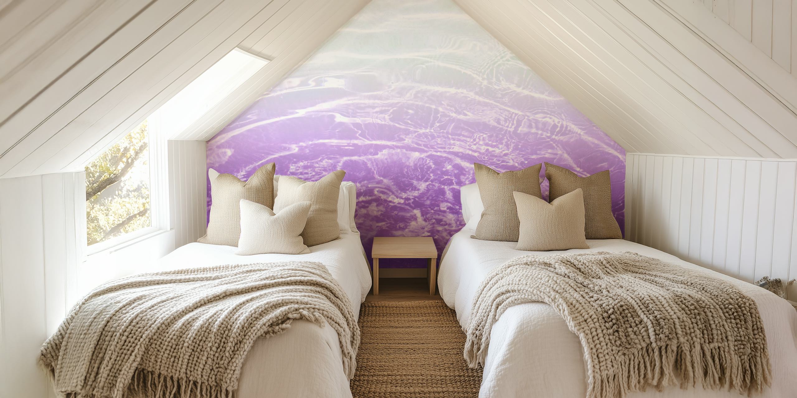 Soft Purple Gray Ocean Dream wallpaper in a room