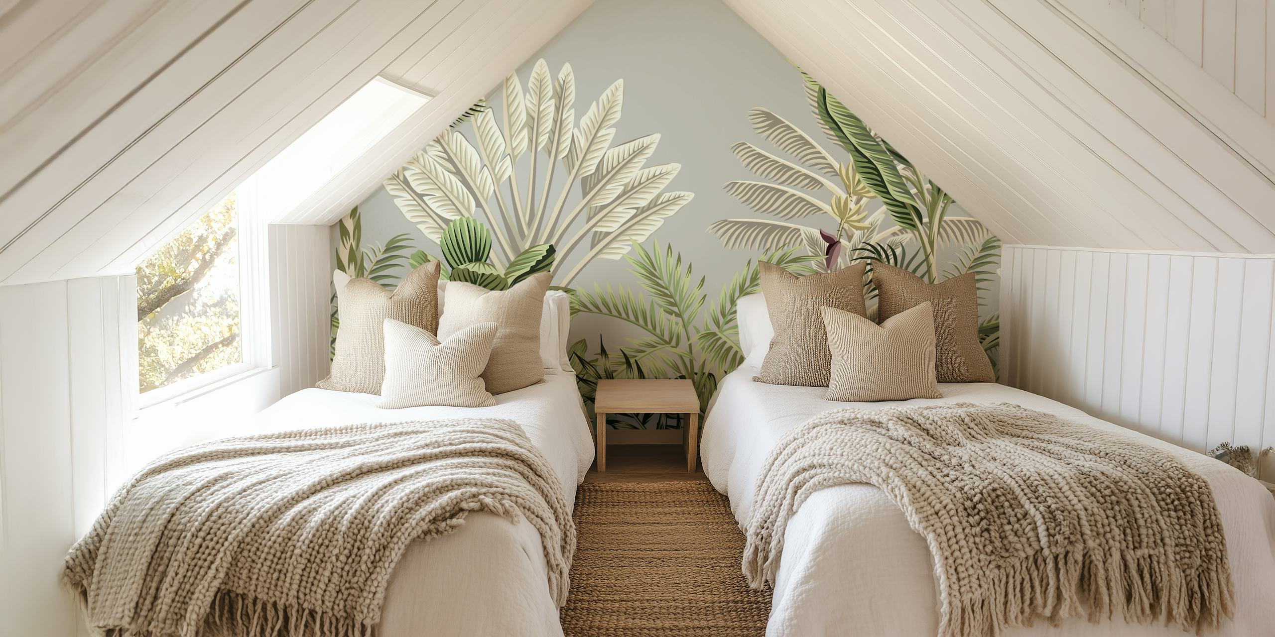 Tropical Tree tapet i ett rum