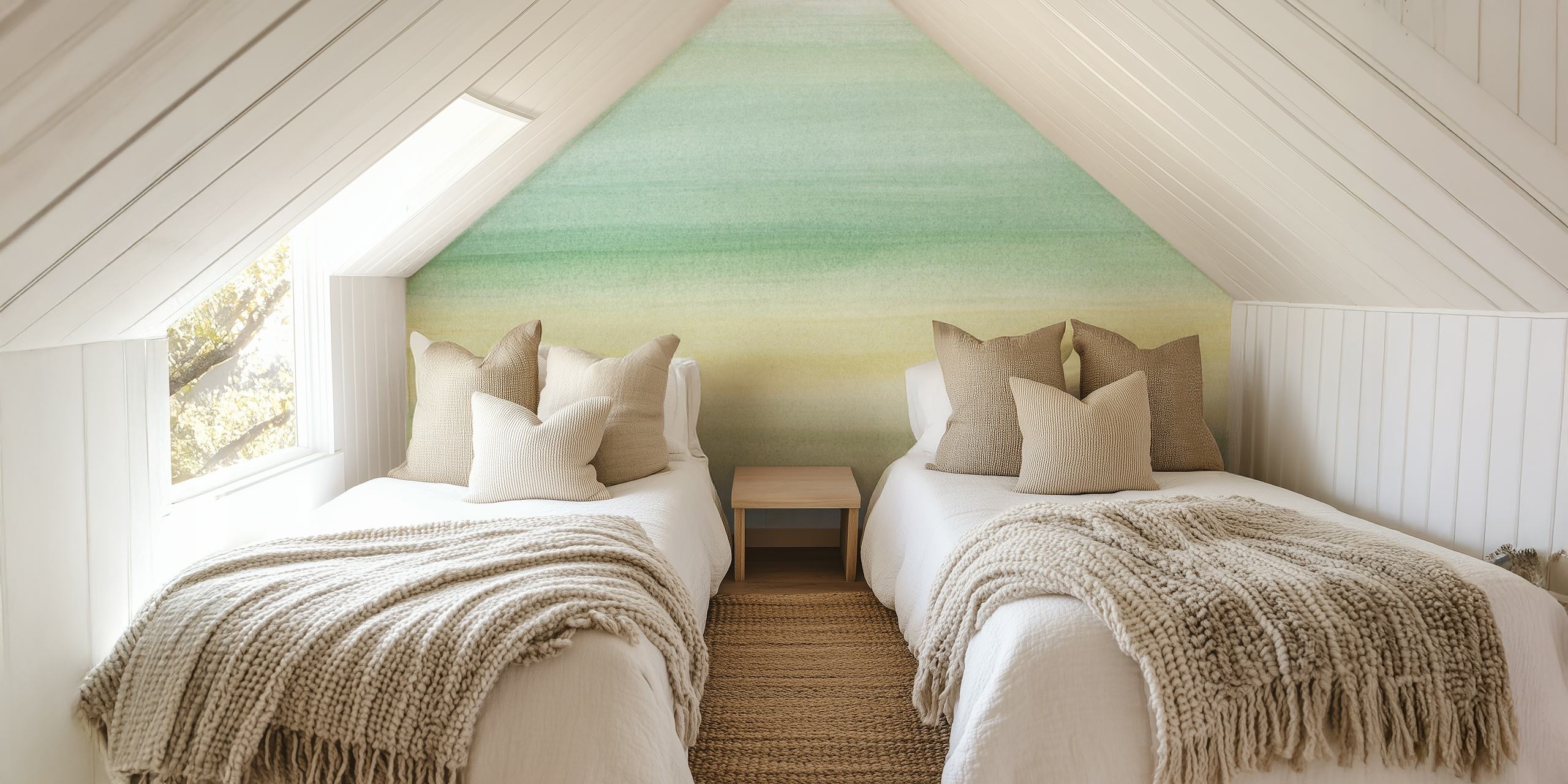 Soft green and yellow abstract watercolor wallpaper