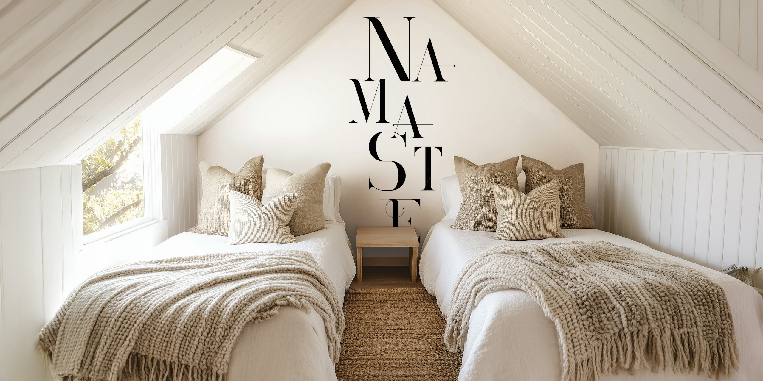 Black typography wallpaper featuring the word 'Namaste' in various fonts