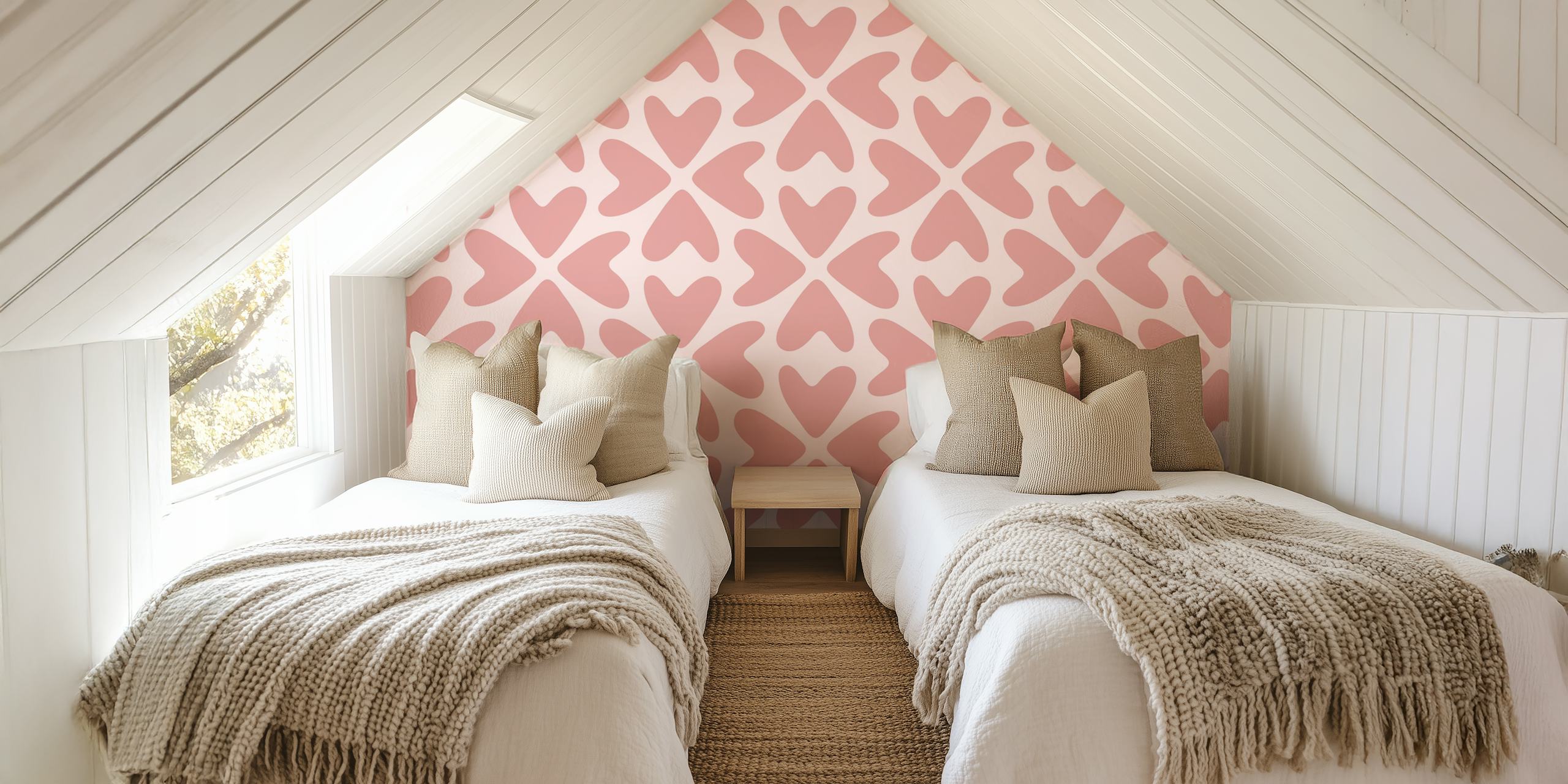 Bold Love moody pink wallpaper in a room
