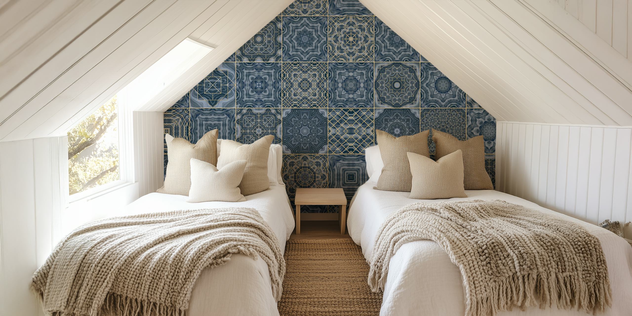 Μια βιτρίνα του σχεδίου Gold Moroccan Tiles Wallpaper