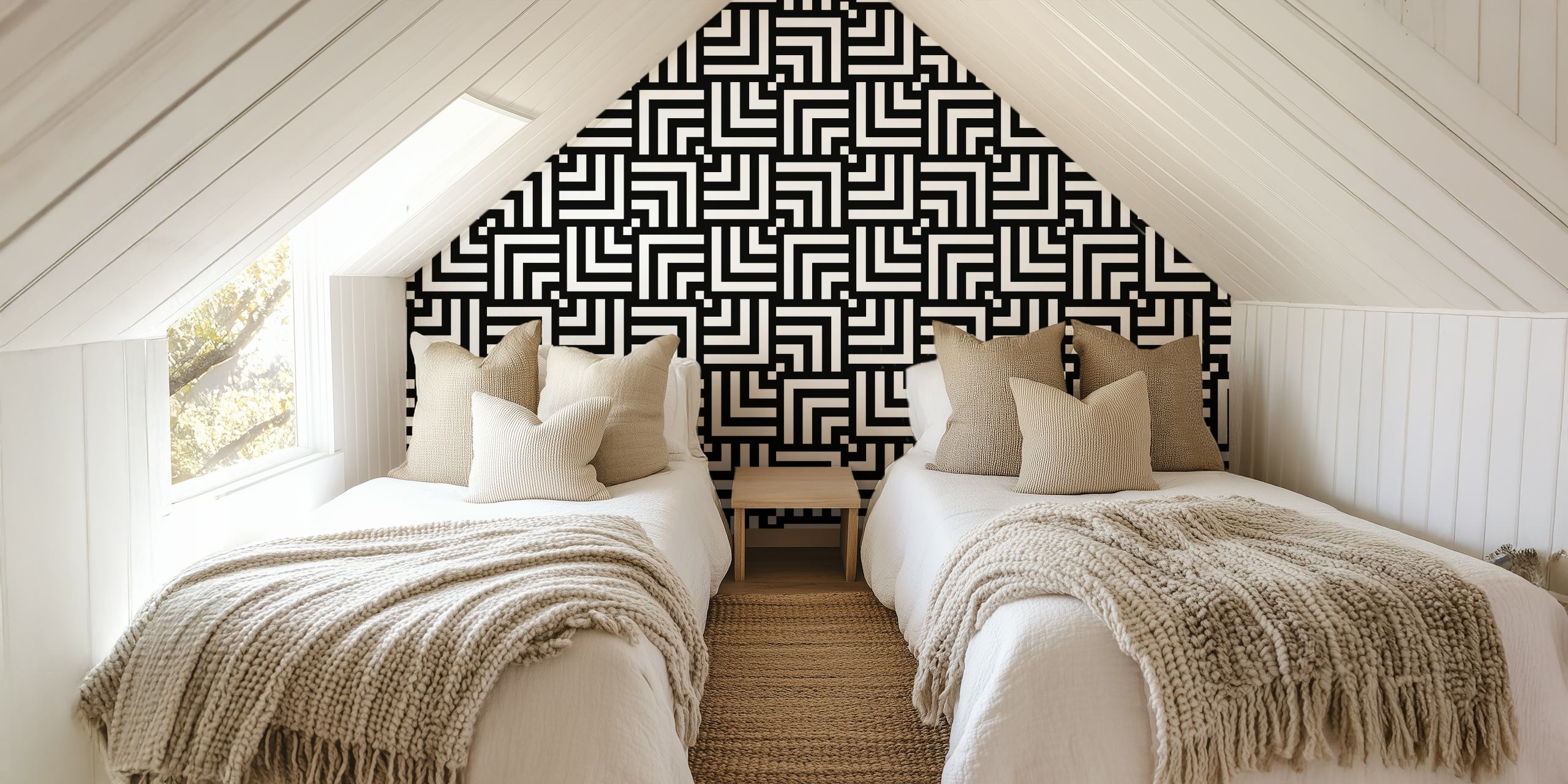 Optical Illusion Tapetdesign in Schwarz und Weiß