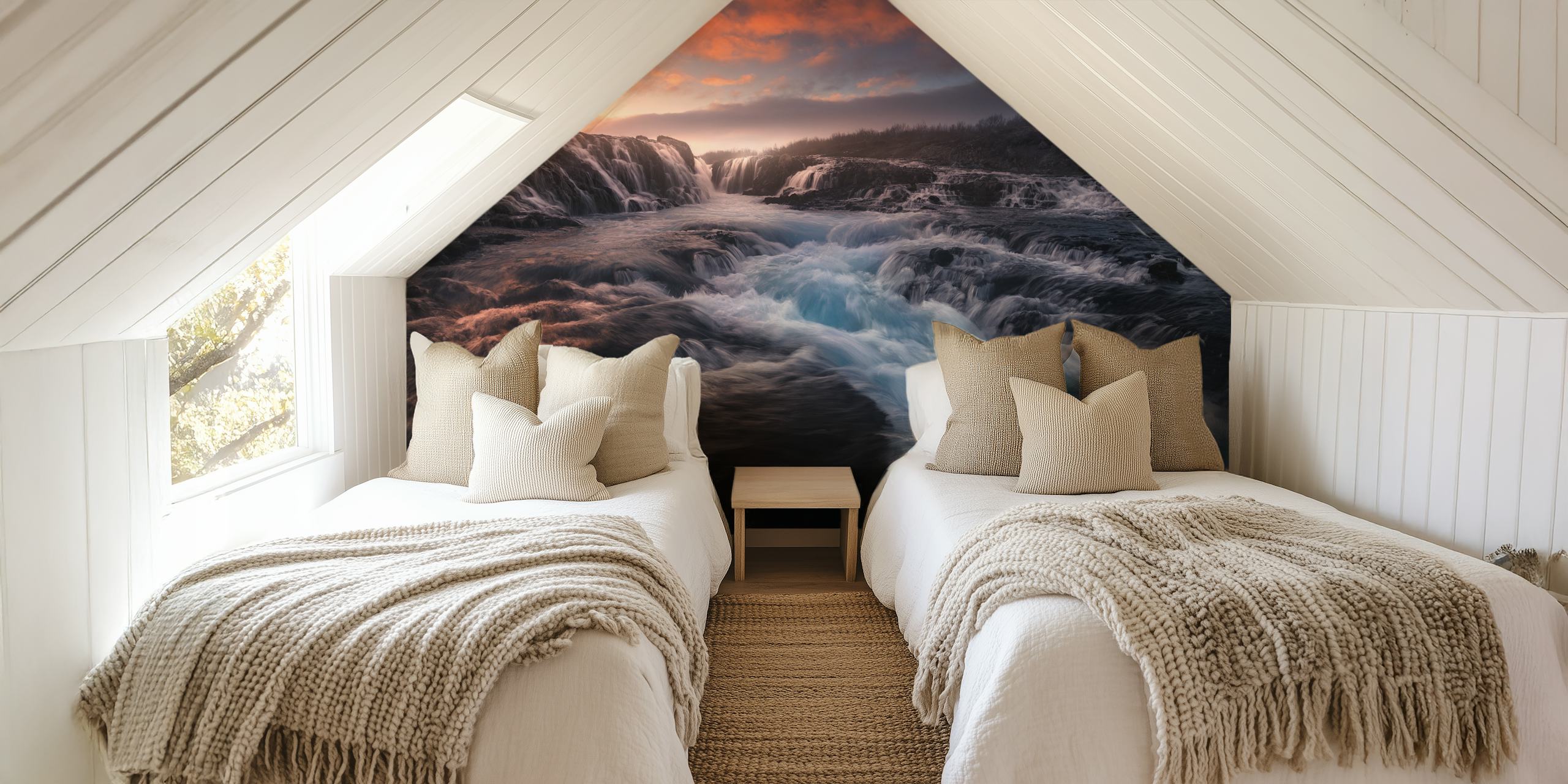 Blue Flow wallpaper in a modern room