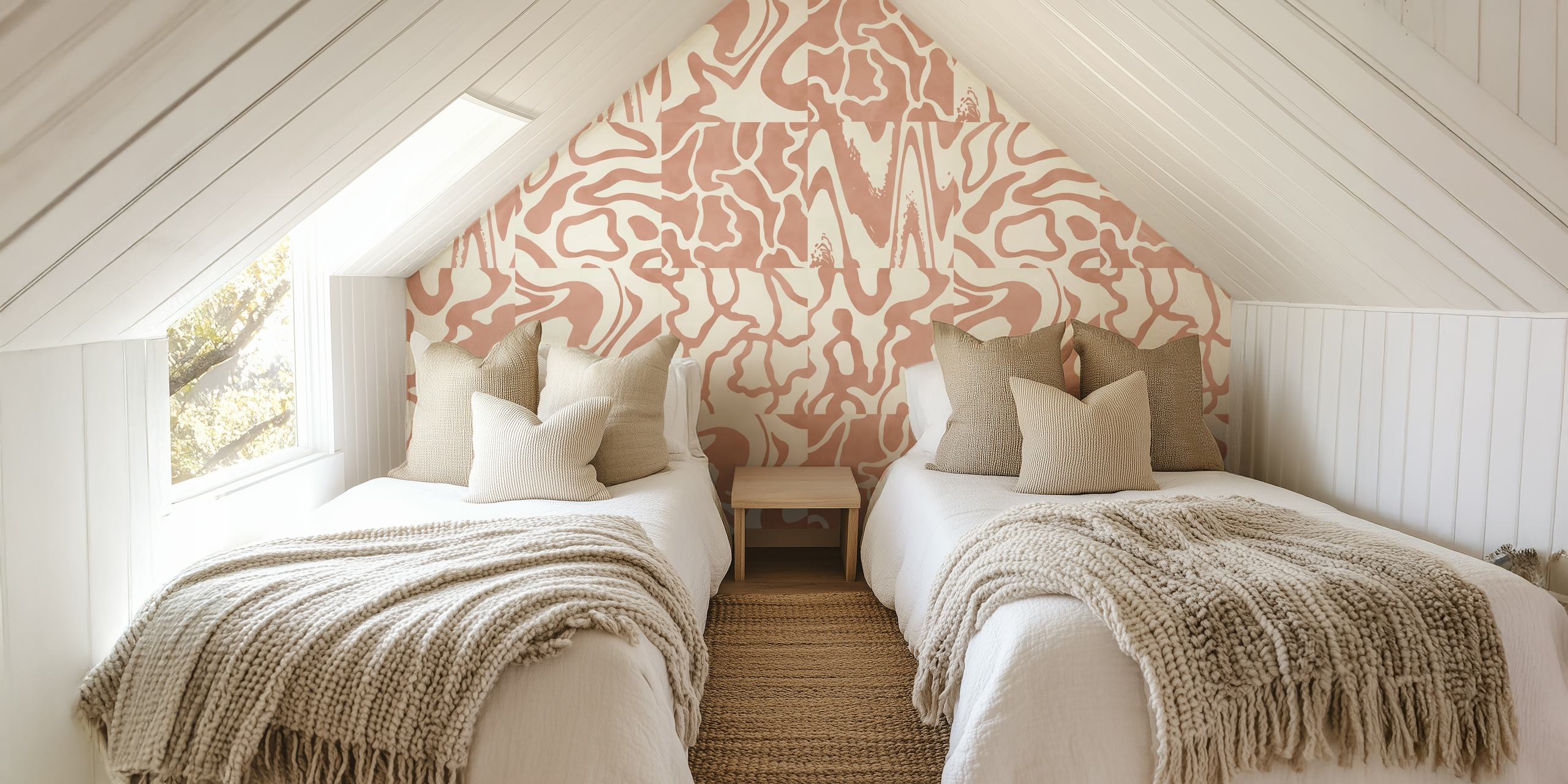 Modern pink and cream marble pattern wallpaper