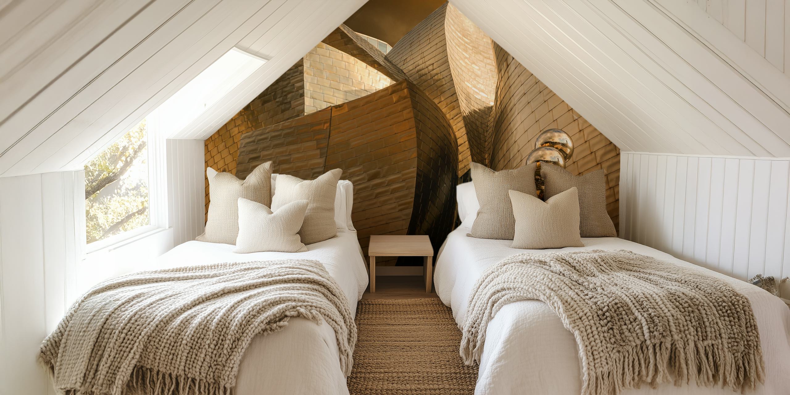Dynamic geometric shapes in metallic hues wallpaper