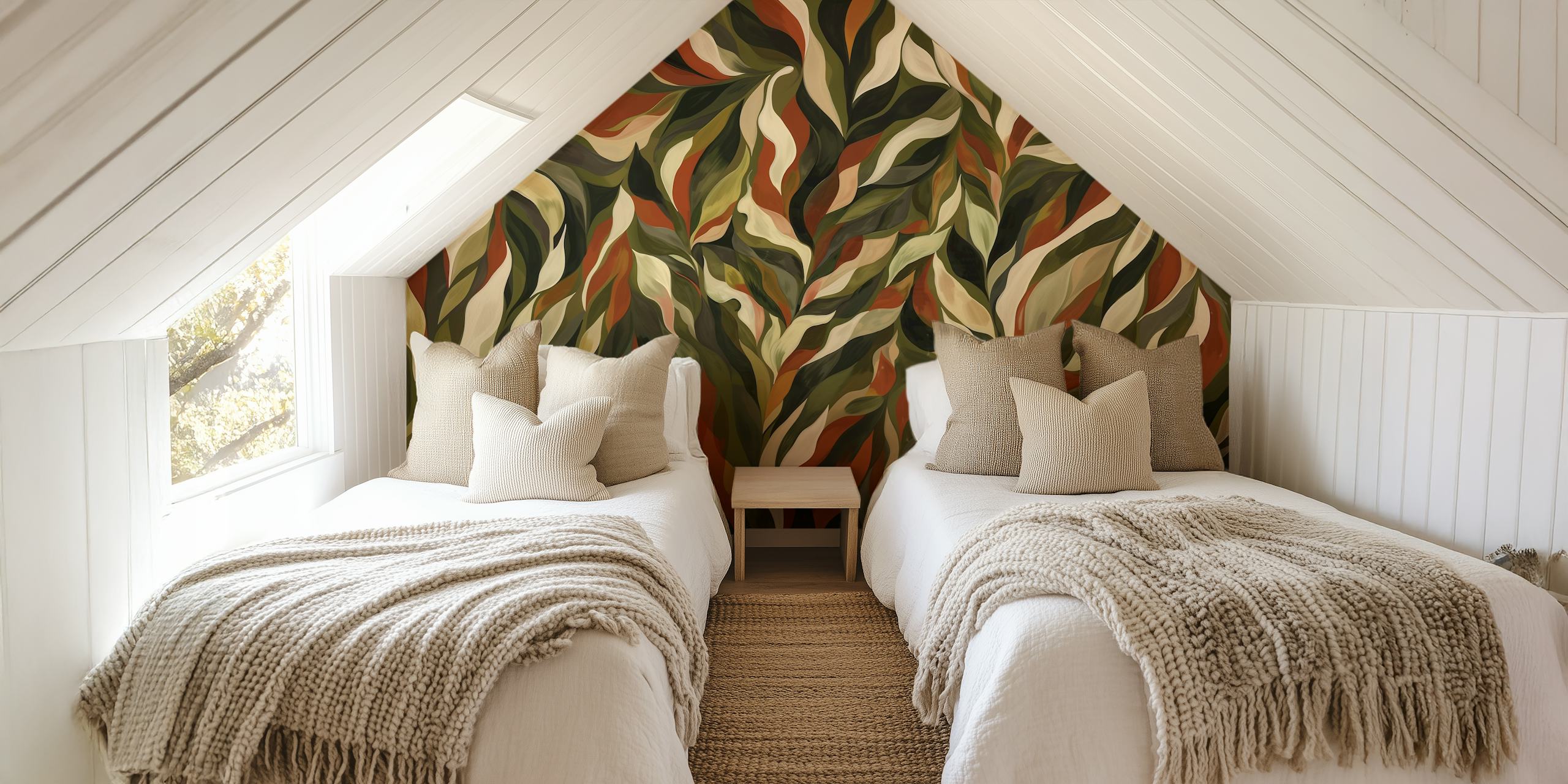 Papel de parede Autumn Leaf Symphony em um quarto