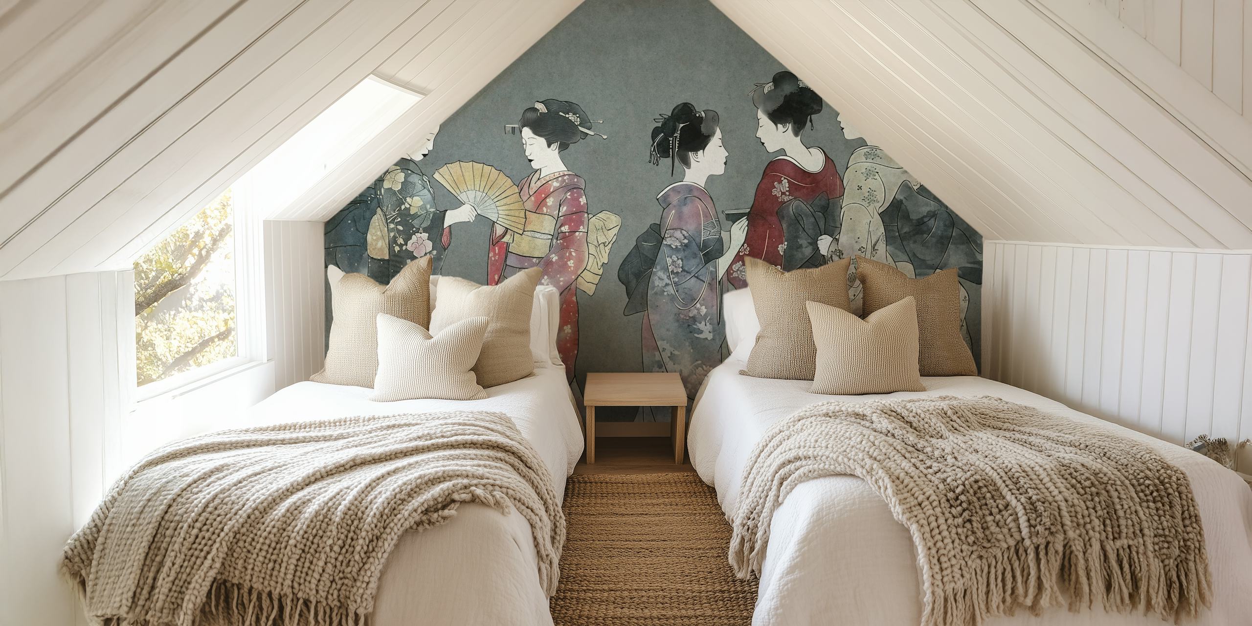 Geisha Elegant Kimono wallpaper in a room