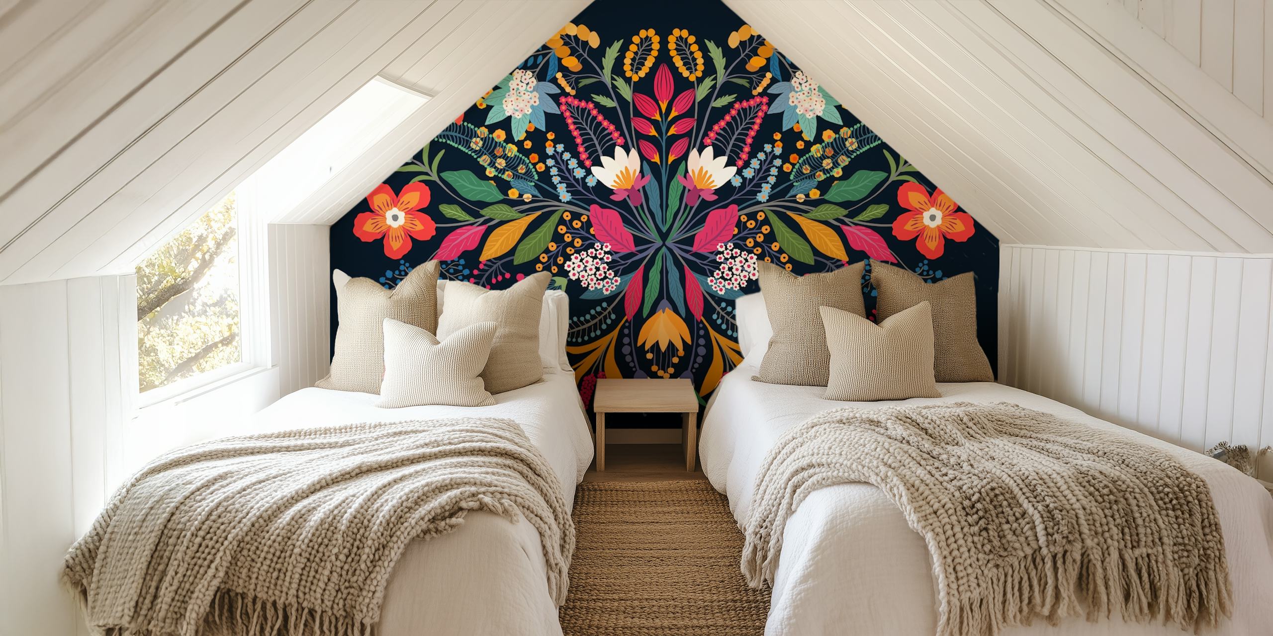 Floral wallpaper design on a dark background