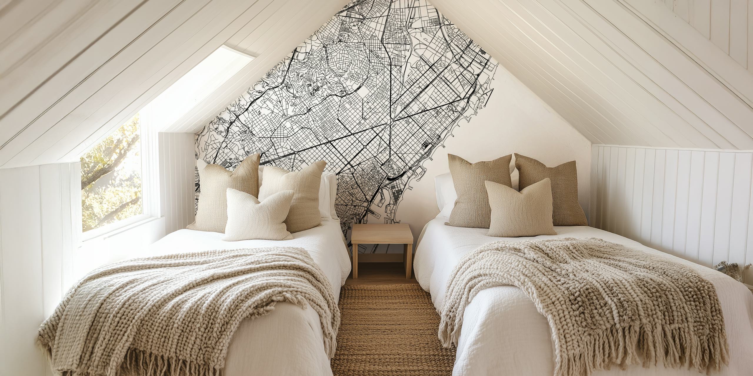 Mur en papier peint Barcelona Map affiché dans une pièce