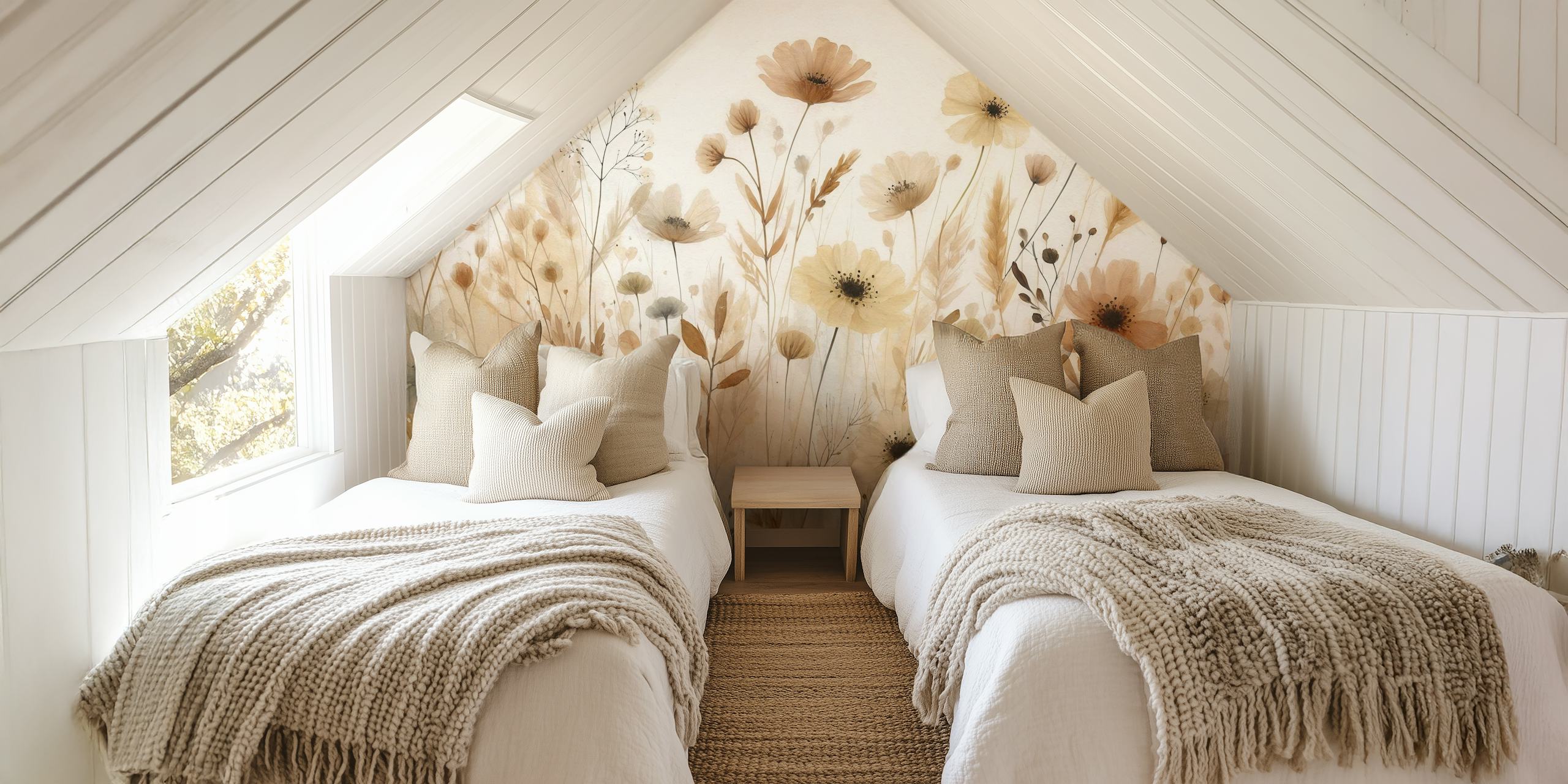 Φλοράλ σχέδιο ταπετσαρίας σε ένα δωμάτιο