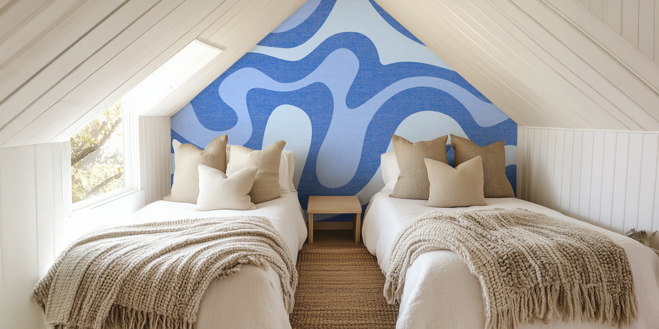 Groovy Blue Waves tapet i et rom