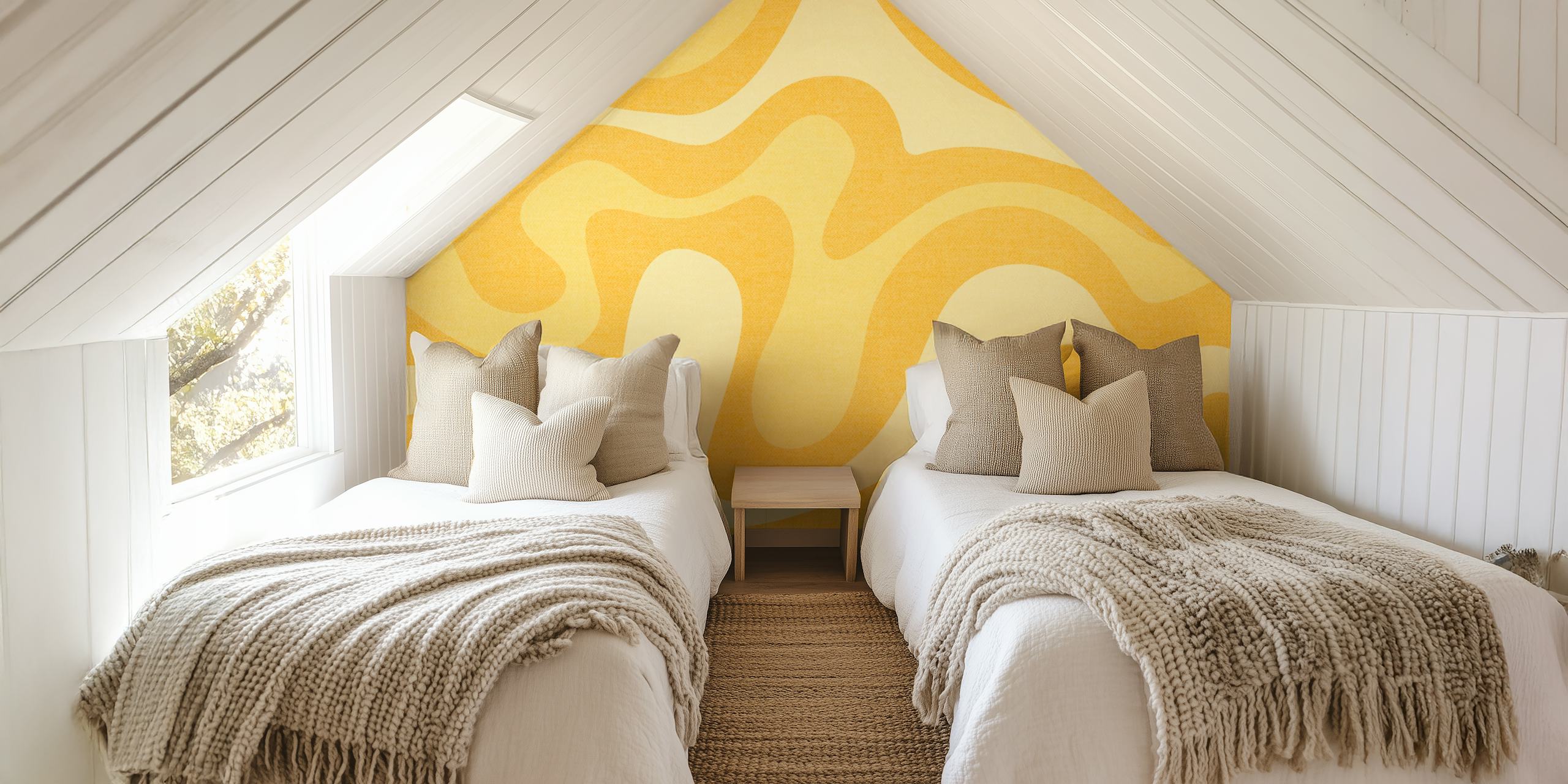 Sandy Serenity Art Tapete in einem Zimmer