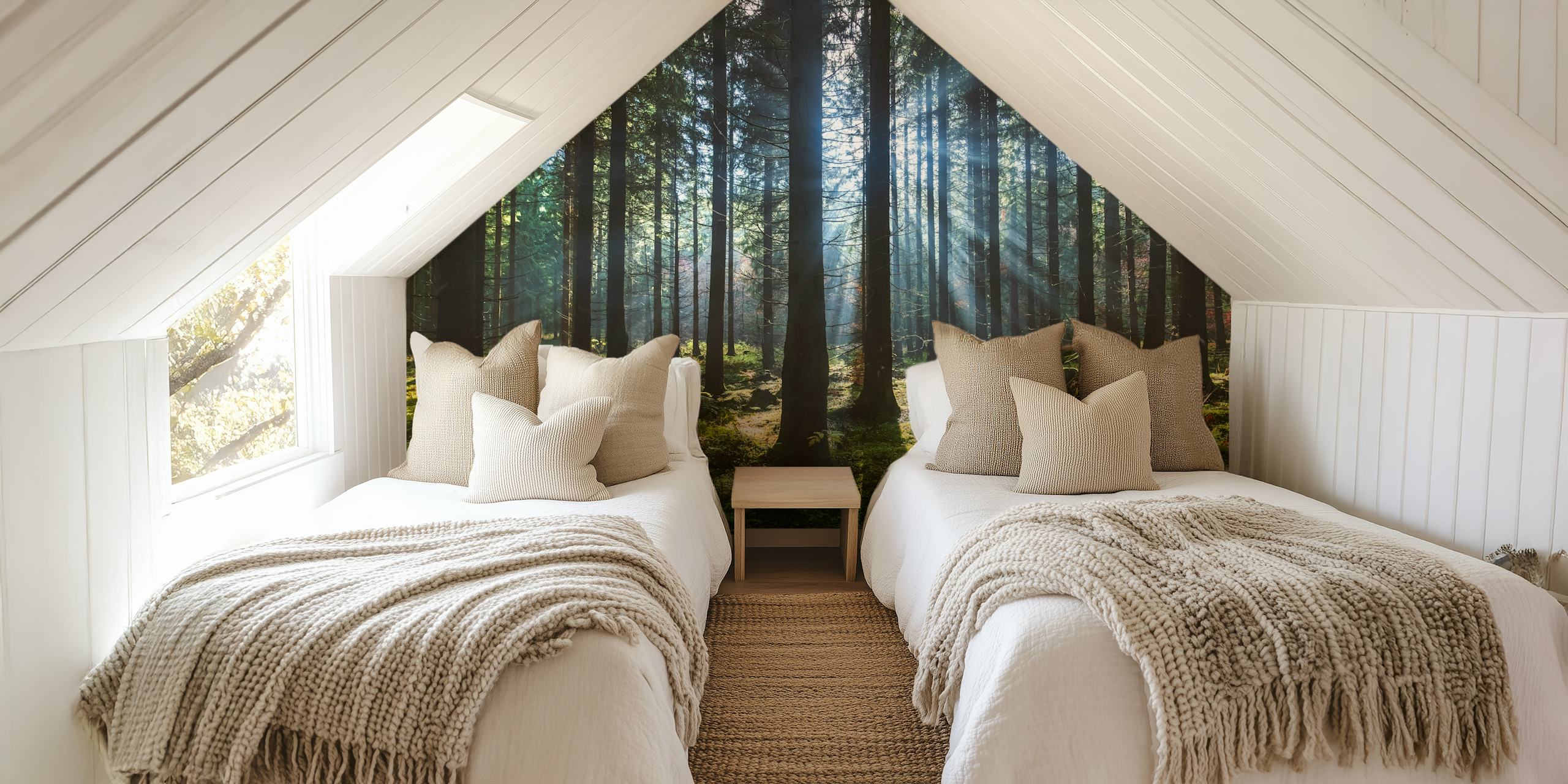 Enchanted forest wallpaper in einem Raumsetting