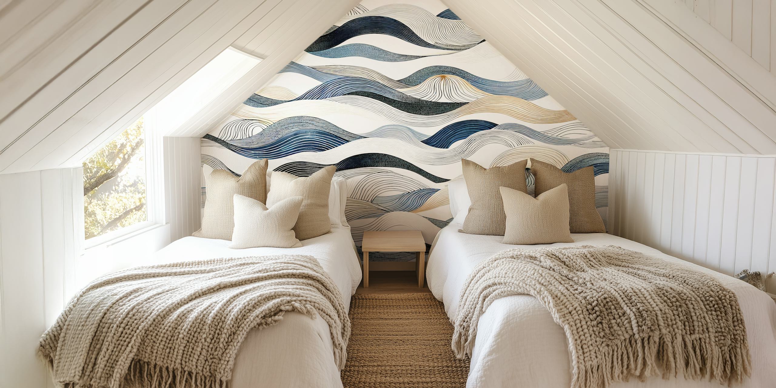 Diseño de papel pintado Contemporary Tides con olas
