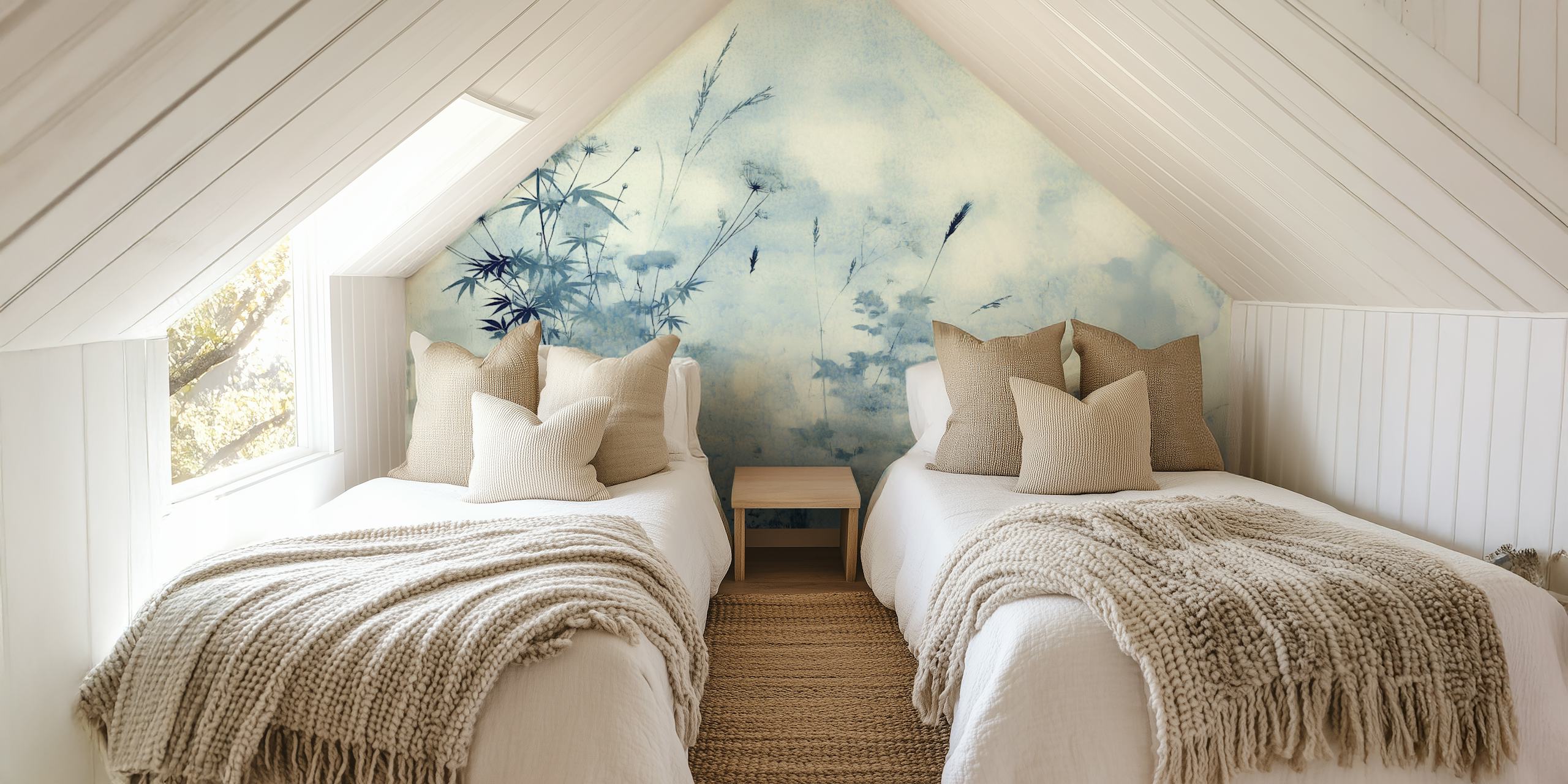 Floral Abstract Watercolor Meadow wallpaper in room