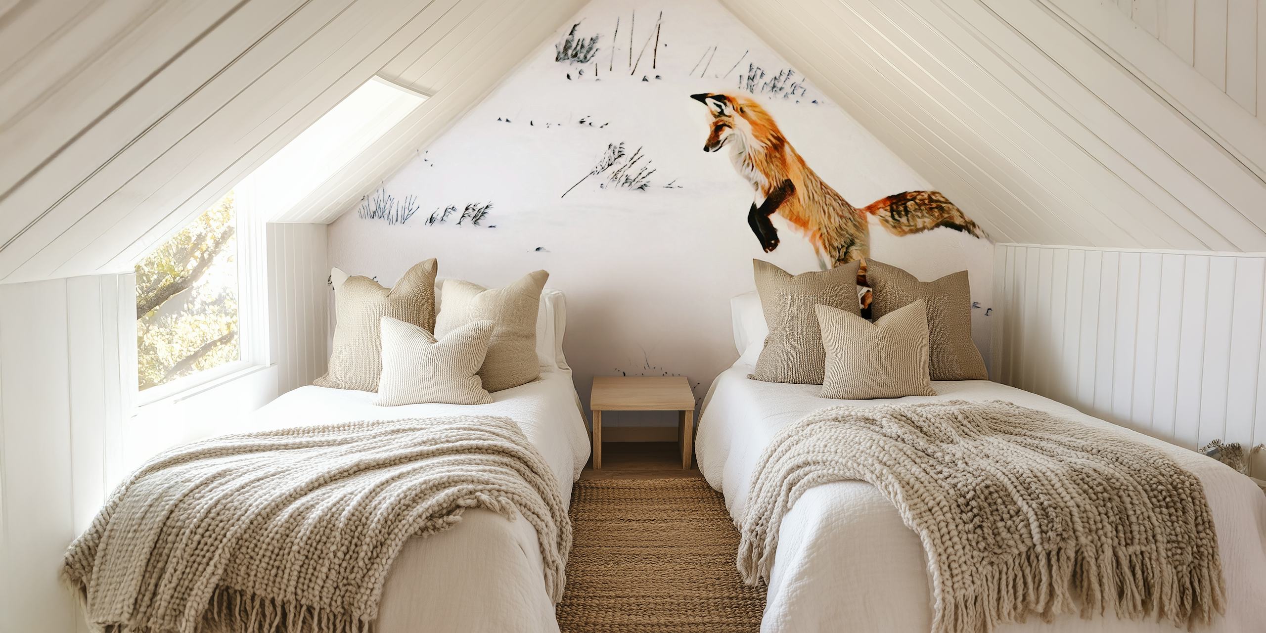 Winter Fox juega en la nieve