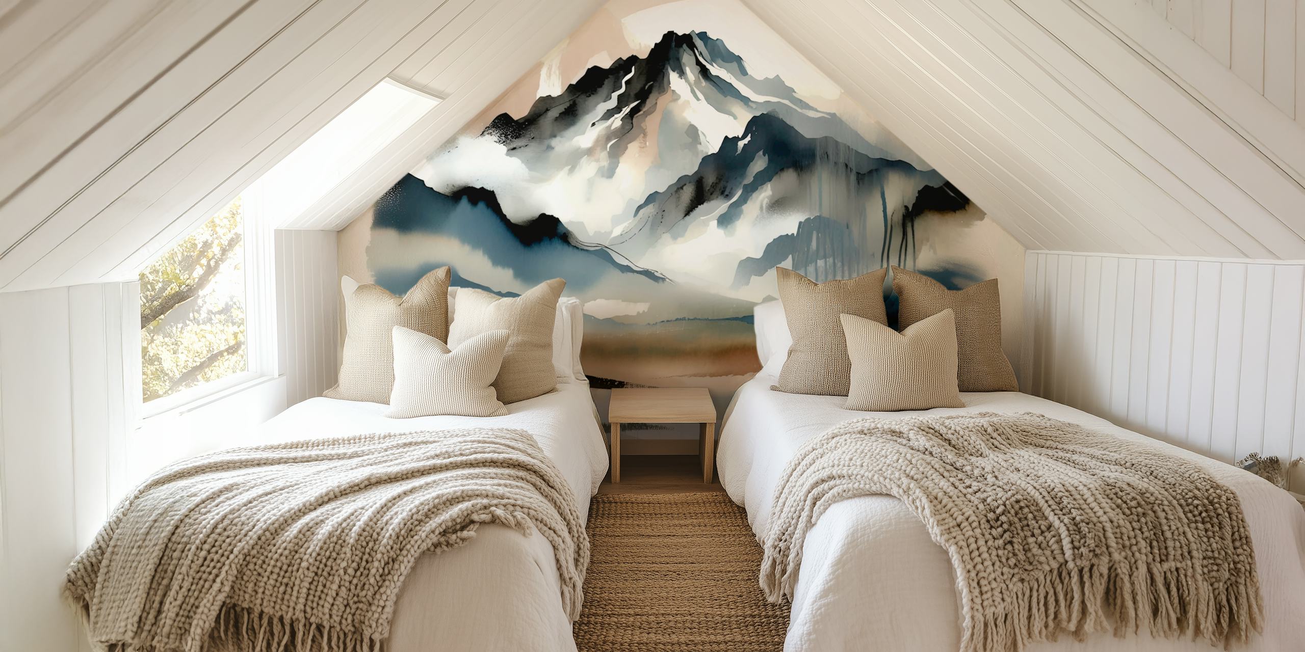 Zen Mountain Reflection tapet i ett rum