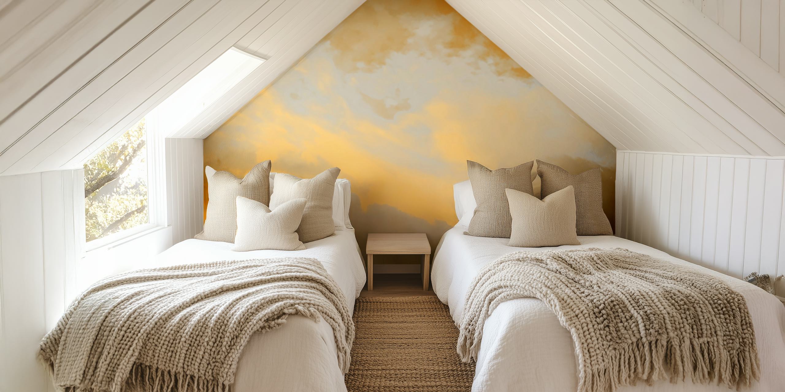 Golden Sunset Skies wallpaper in a room