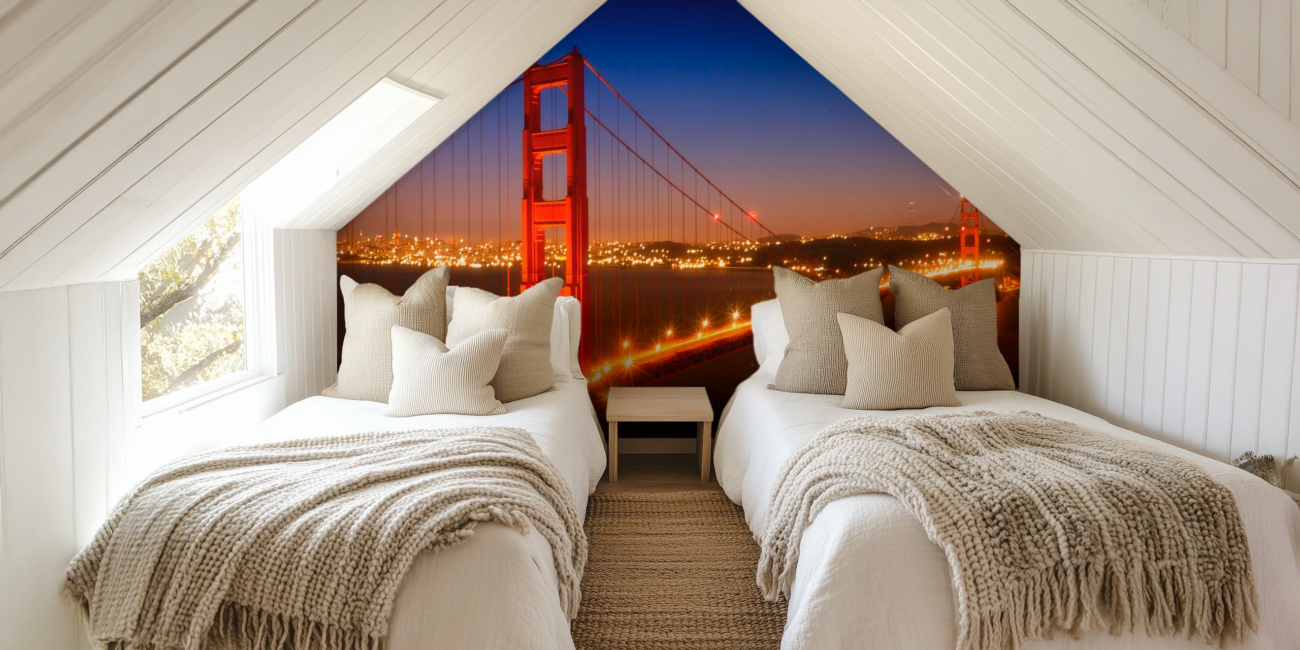 Golden Gate Bridge night view with bright lights wallpaper