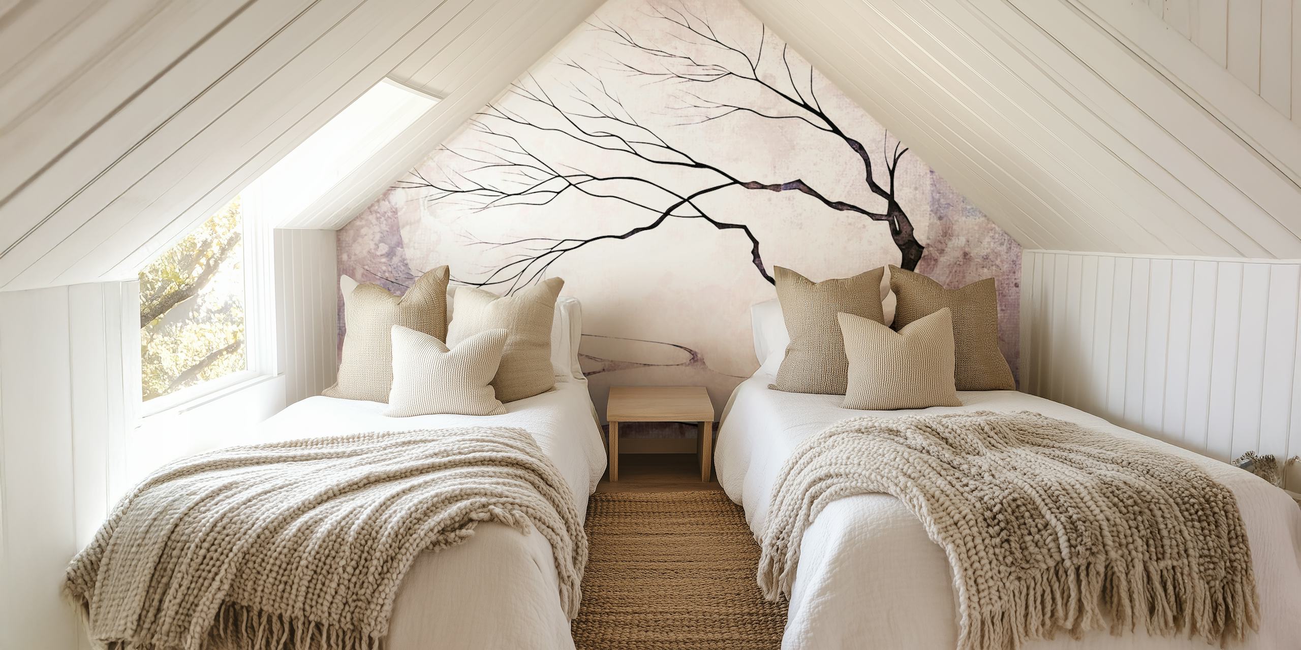 Japandi Dream Tree behang in een kamer