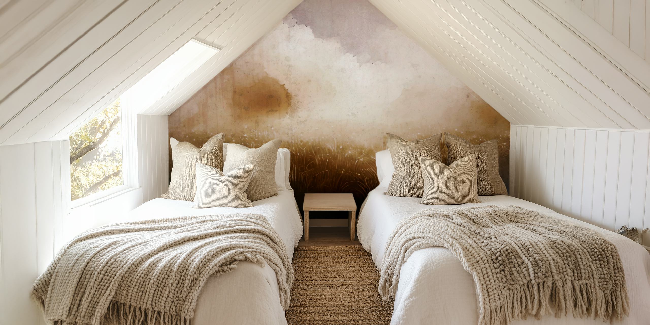 Papel pintado Autumn Haze Fields en una habitación
