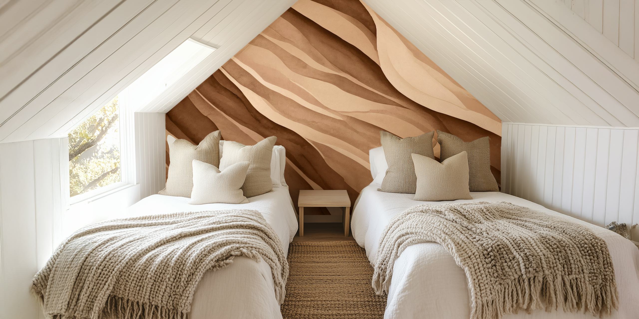 Soft Organic Shapes Warm Brown wallpaper in einem Raum