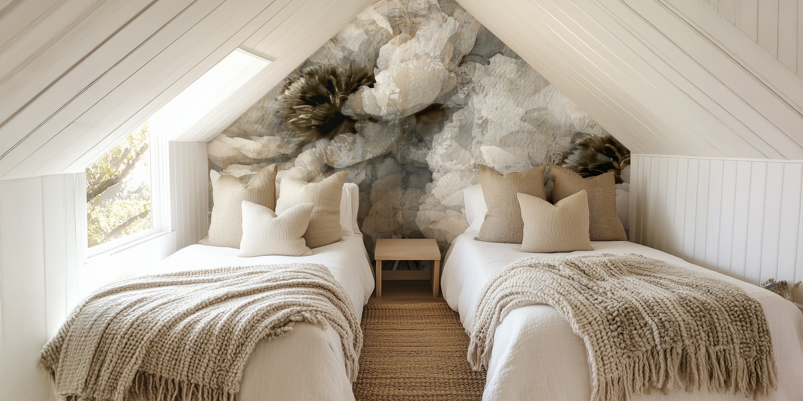 Monochrome Flora Fantasy behang in een kamer