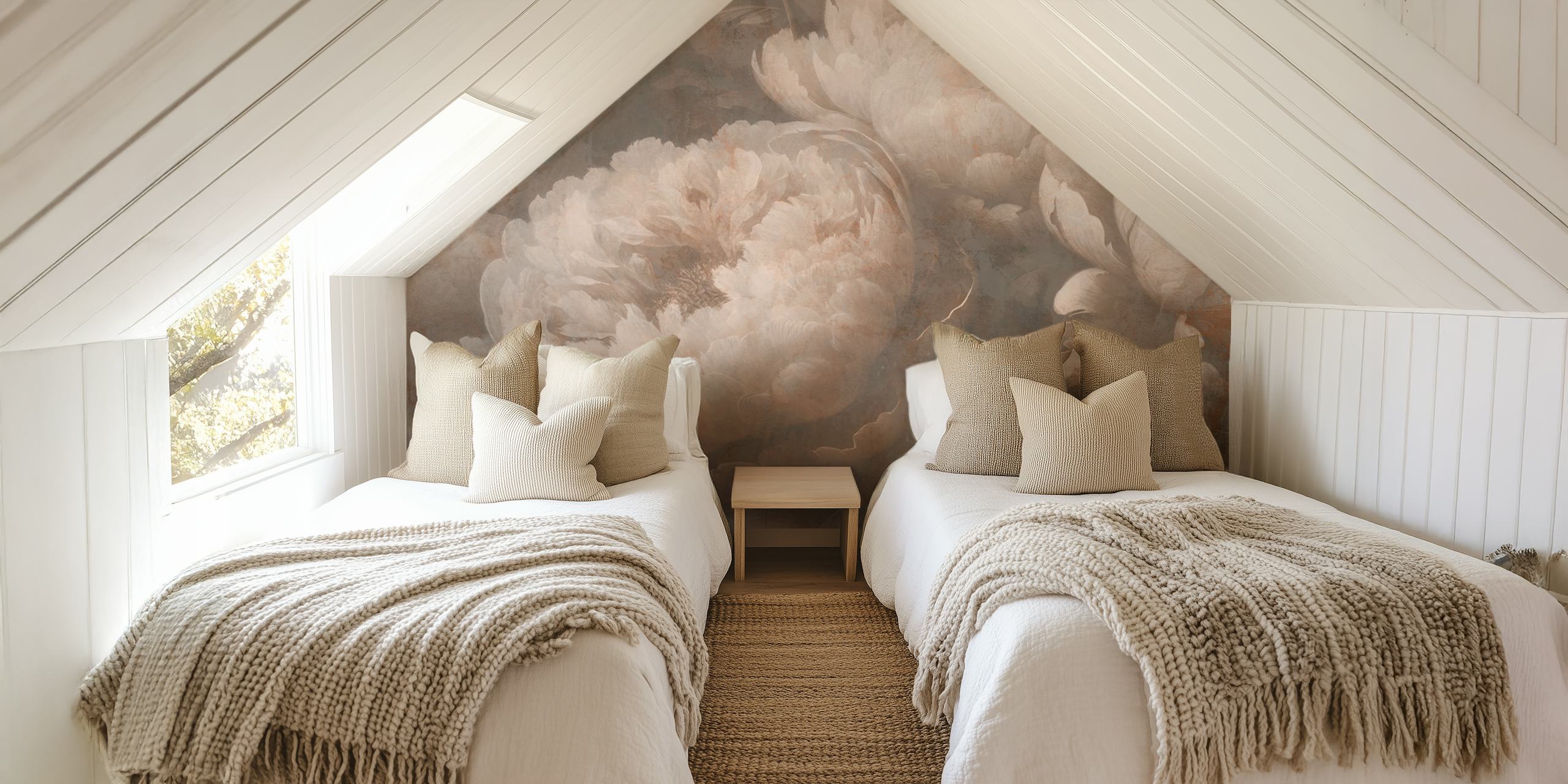 Vintage Peony Delight behang in een kamer