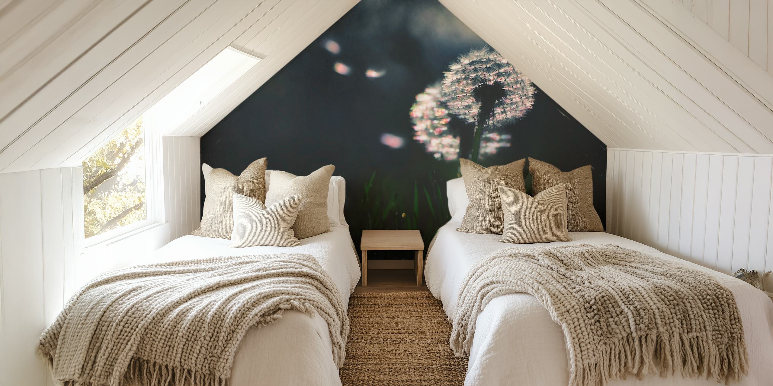 Flowers Dandelion Dreams tapetti huoneessa