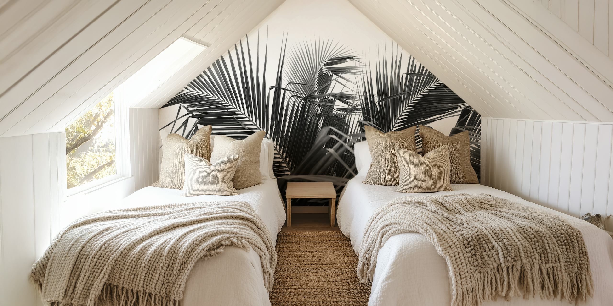 Lush Caribbean palms wallpaper in a room