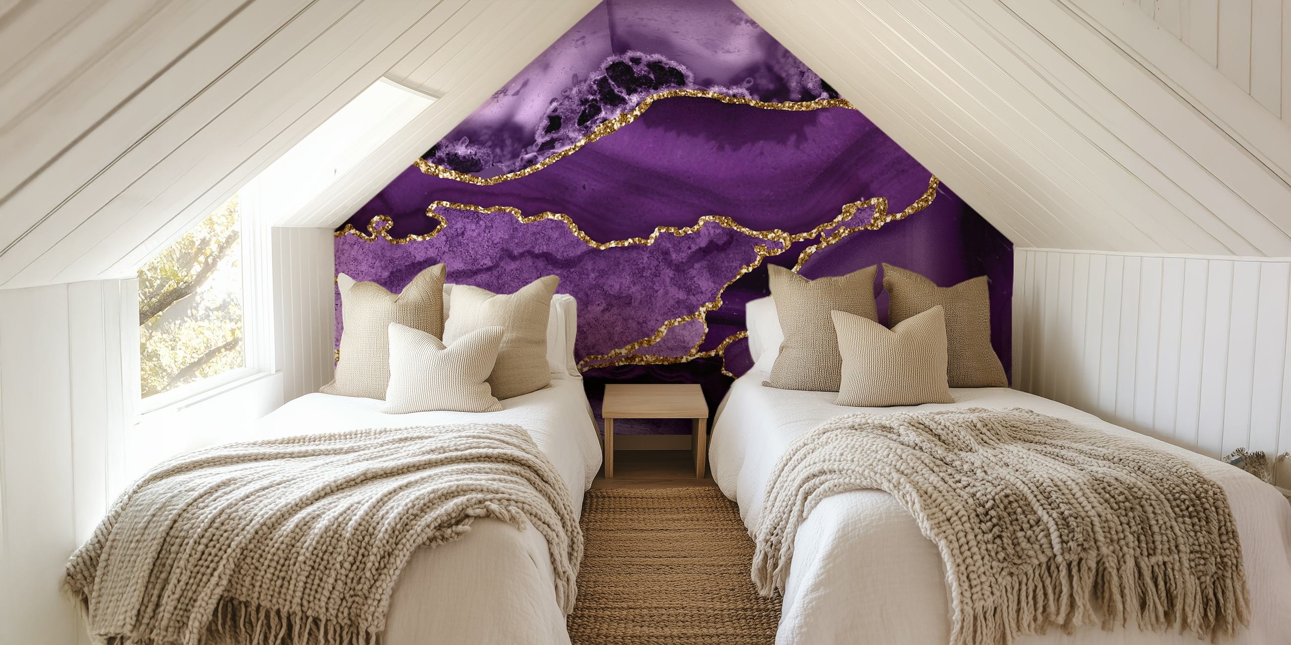 Stunning Purple and Gold Marble Mosaic Wallpaper