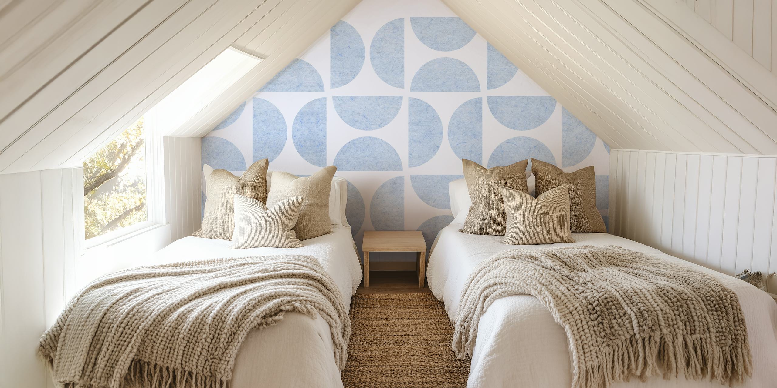Geometric Blue Bauhaus wallpaper in a room