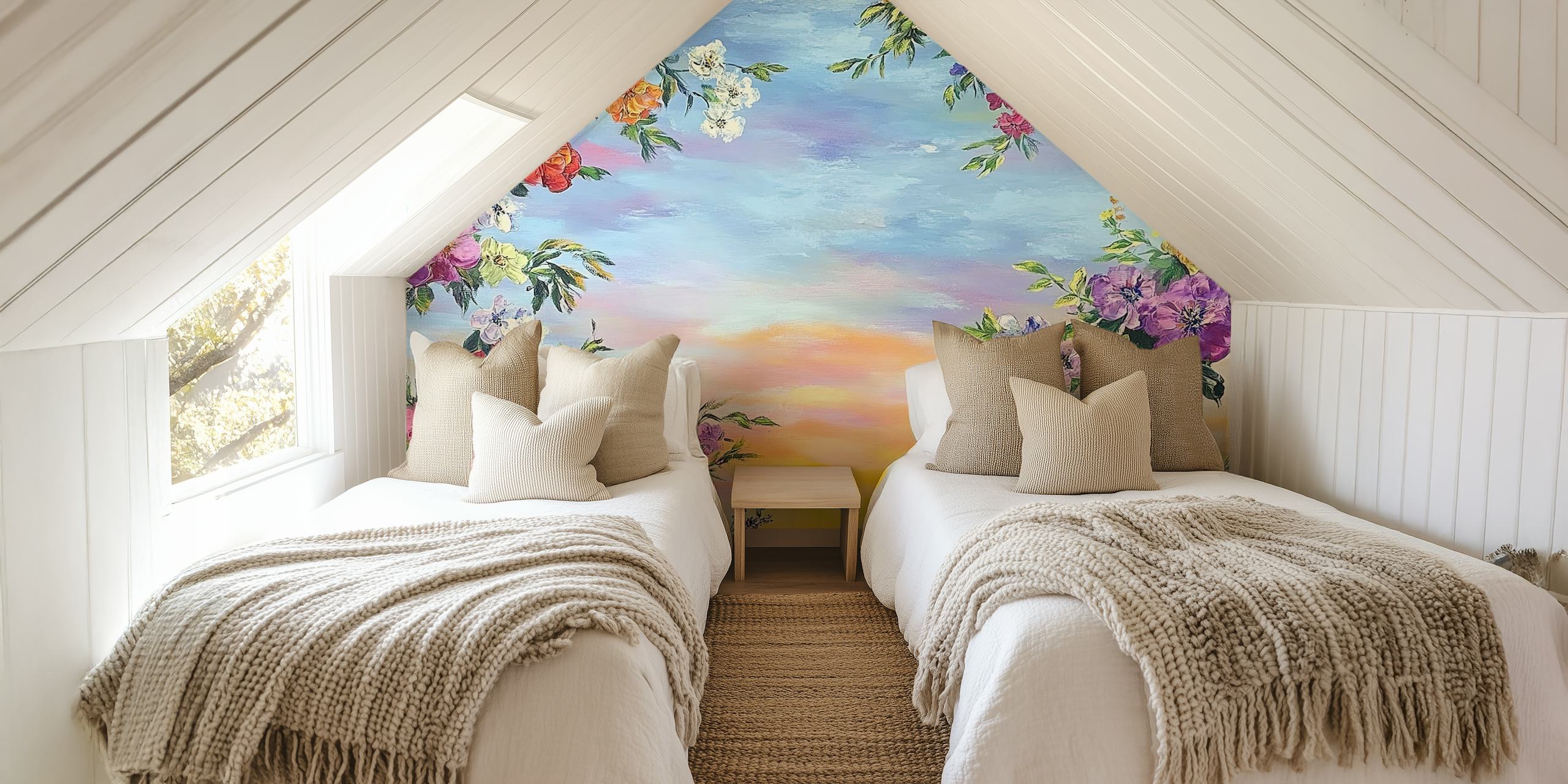 Σχεδιασμός ταπετσαρίας Flowers και sunset