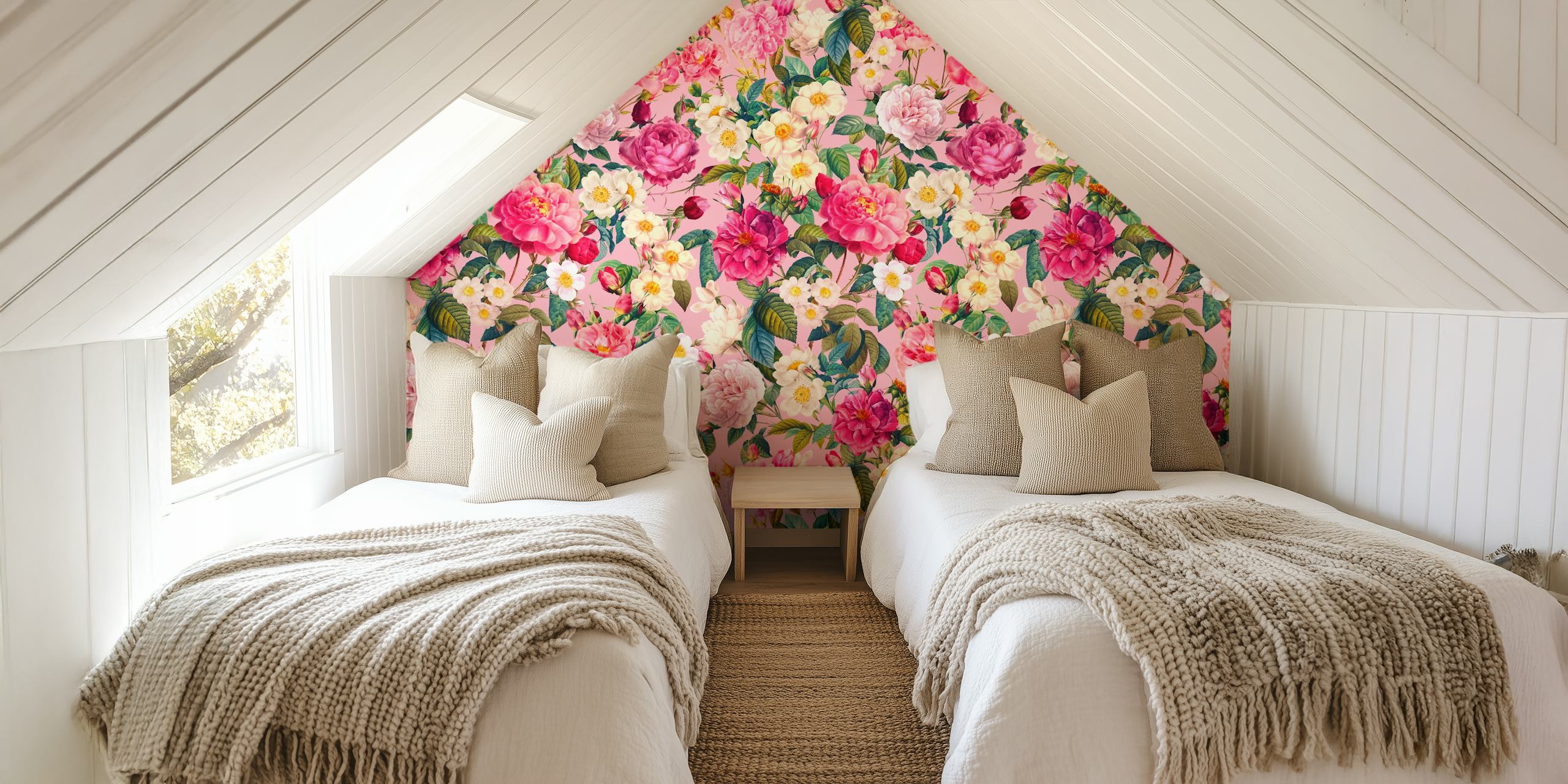 Rose Pink Garden II floral wallpaper