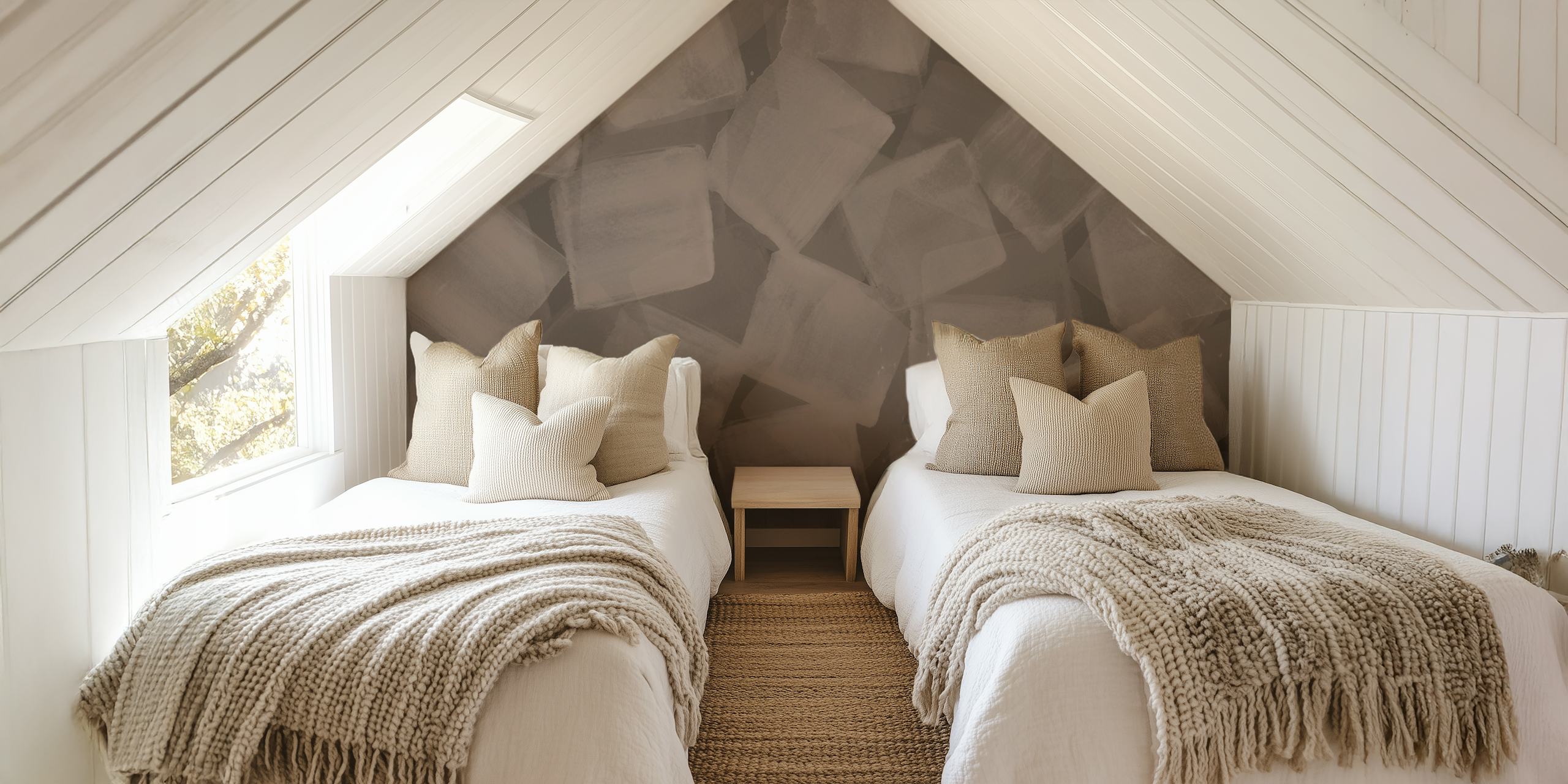 Soft Mocca Strokes Mosaic behang in een kamer