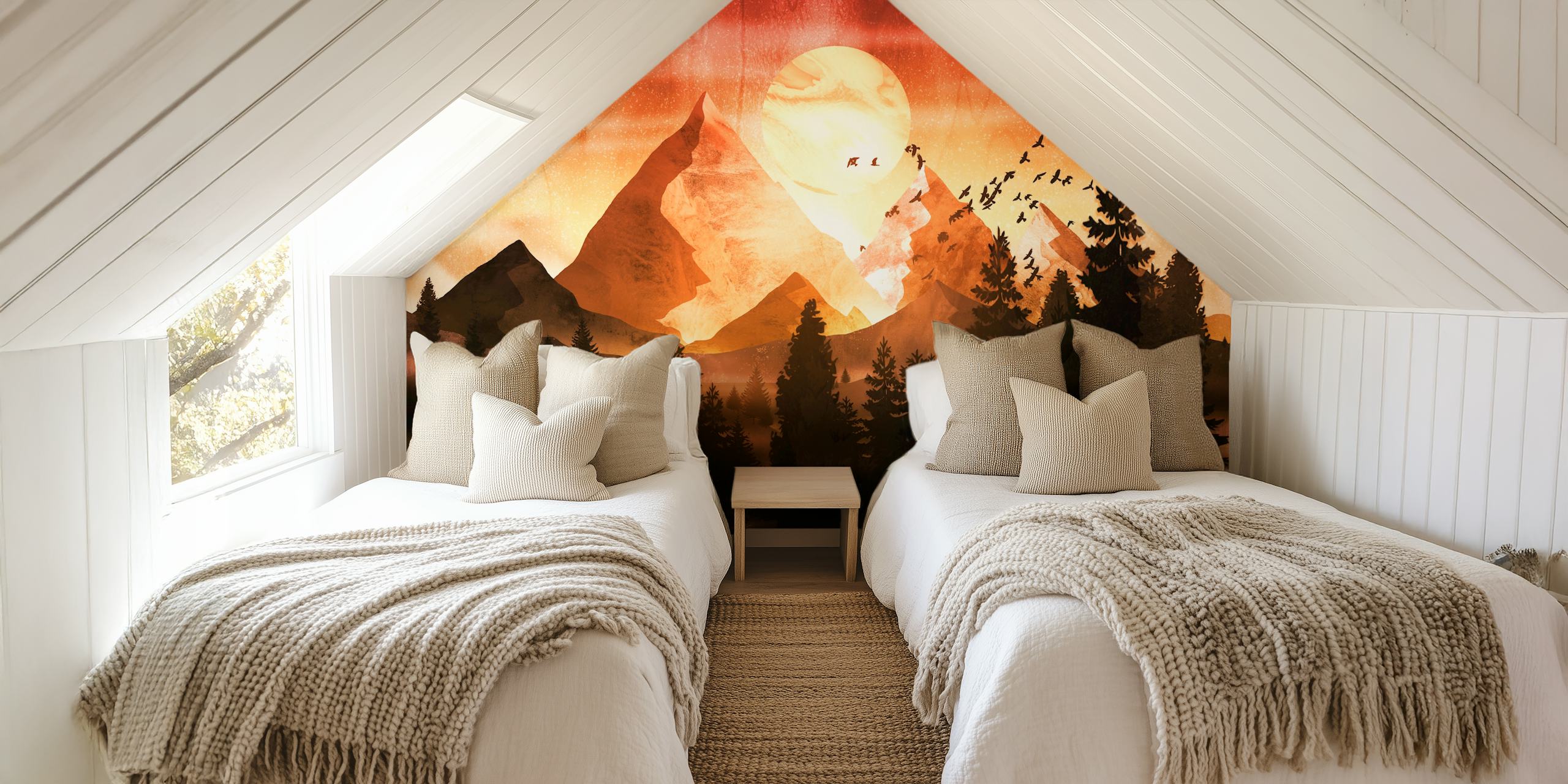 The Red Hour wallpaper featuring sunset and mountains