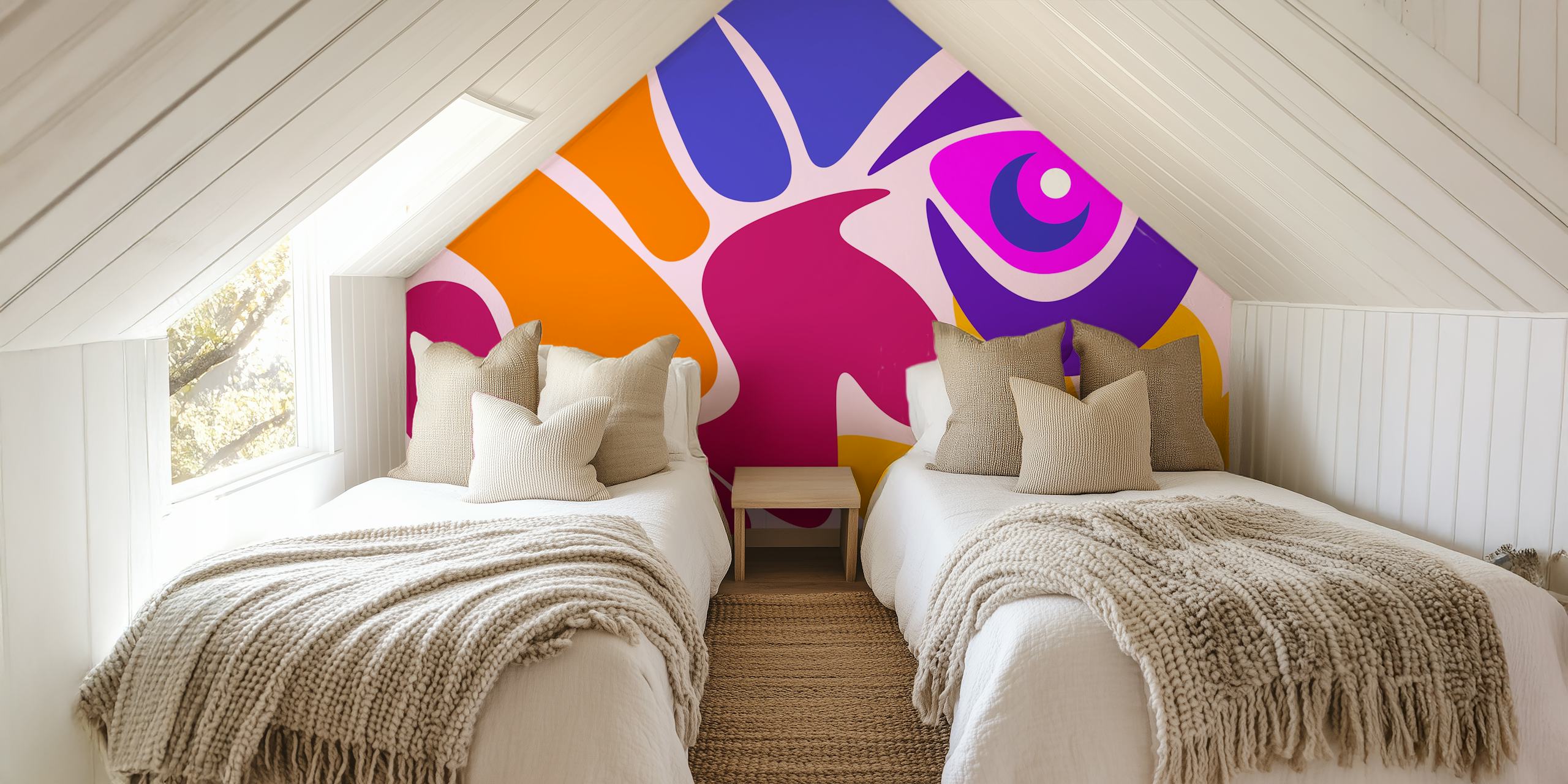 Living abstraction tapet i et moderne rum