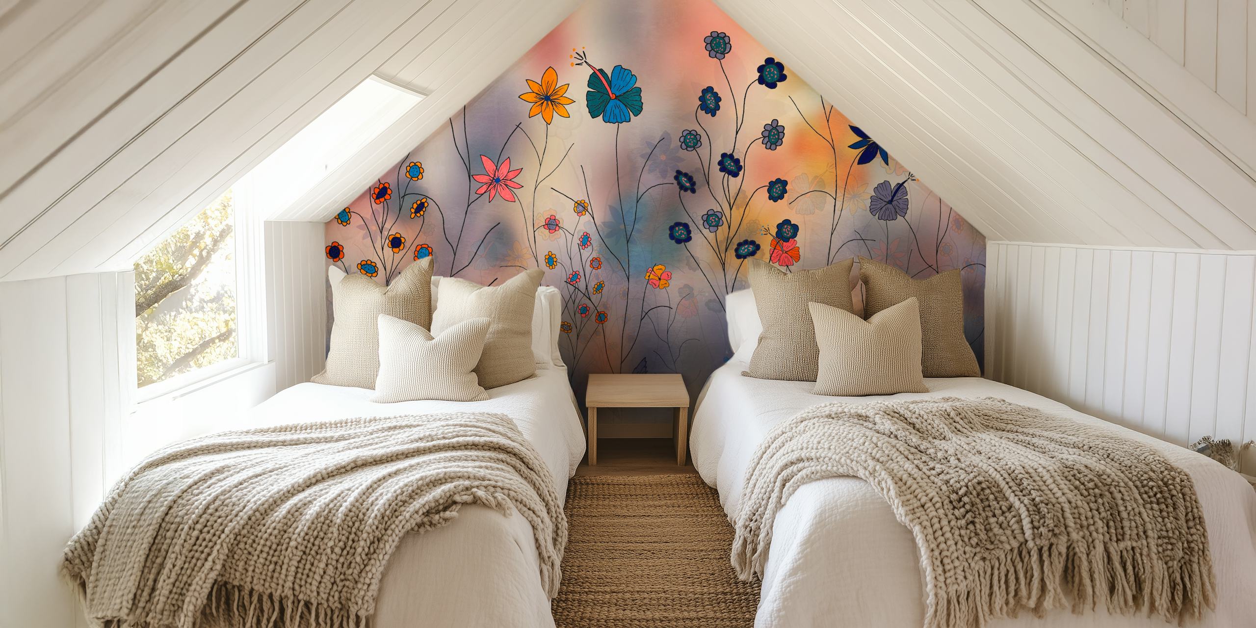 Enchanted Blooming Meadow wallpaper in a room