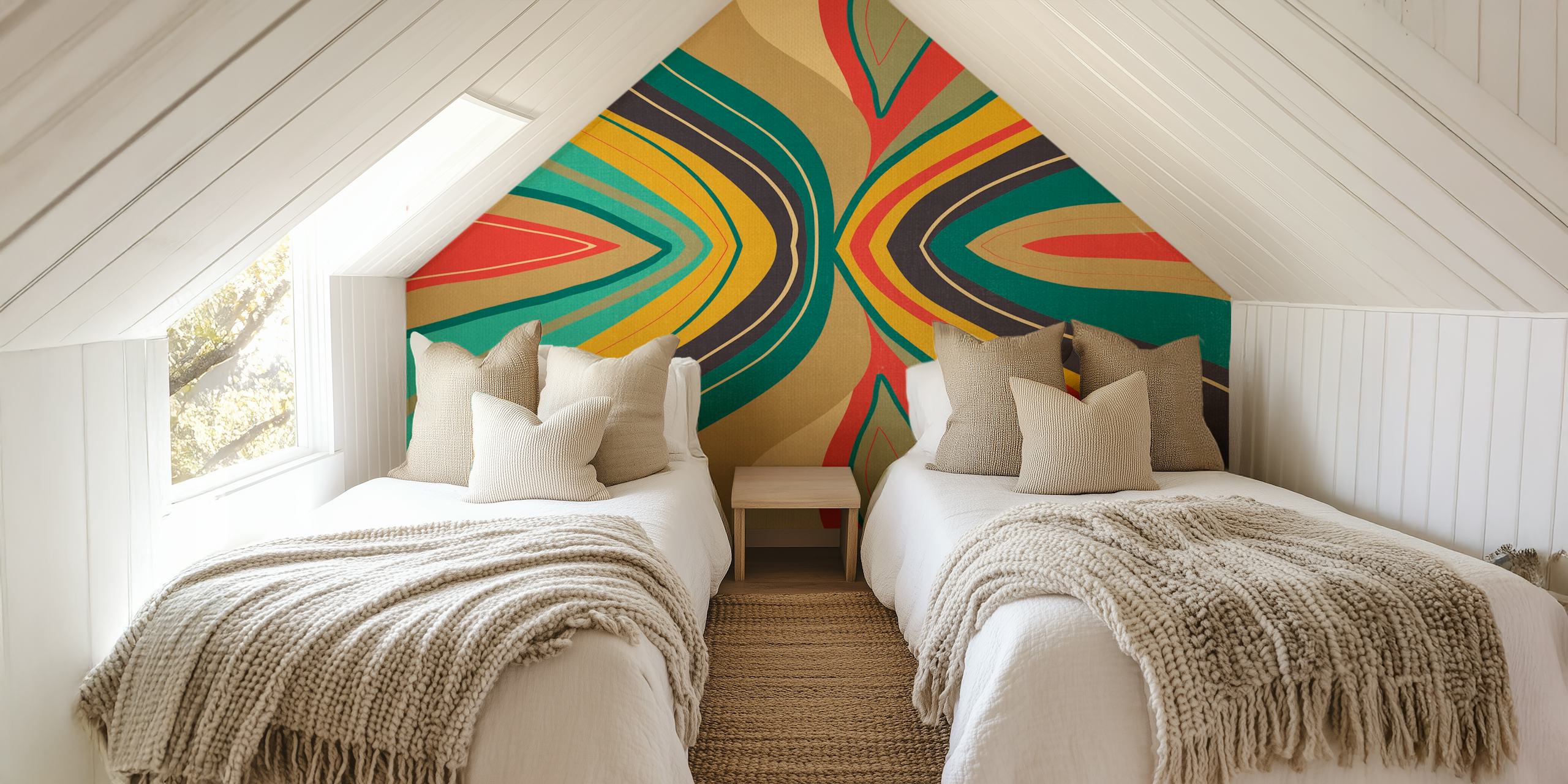 Psychedelic colorful love papel pintado en una habitación