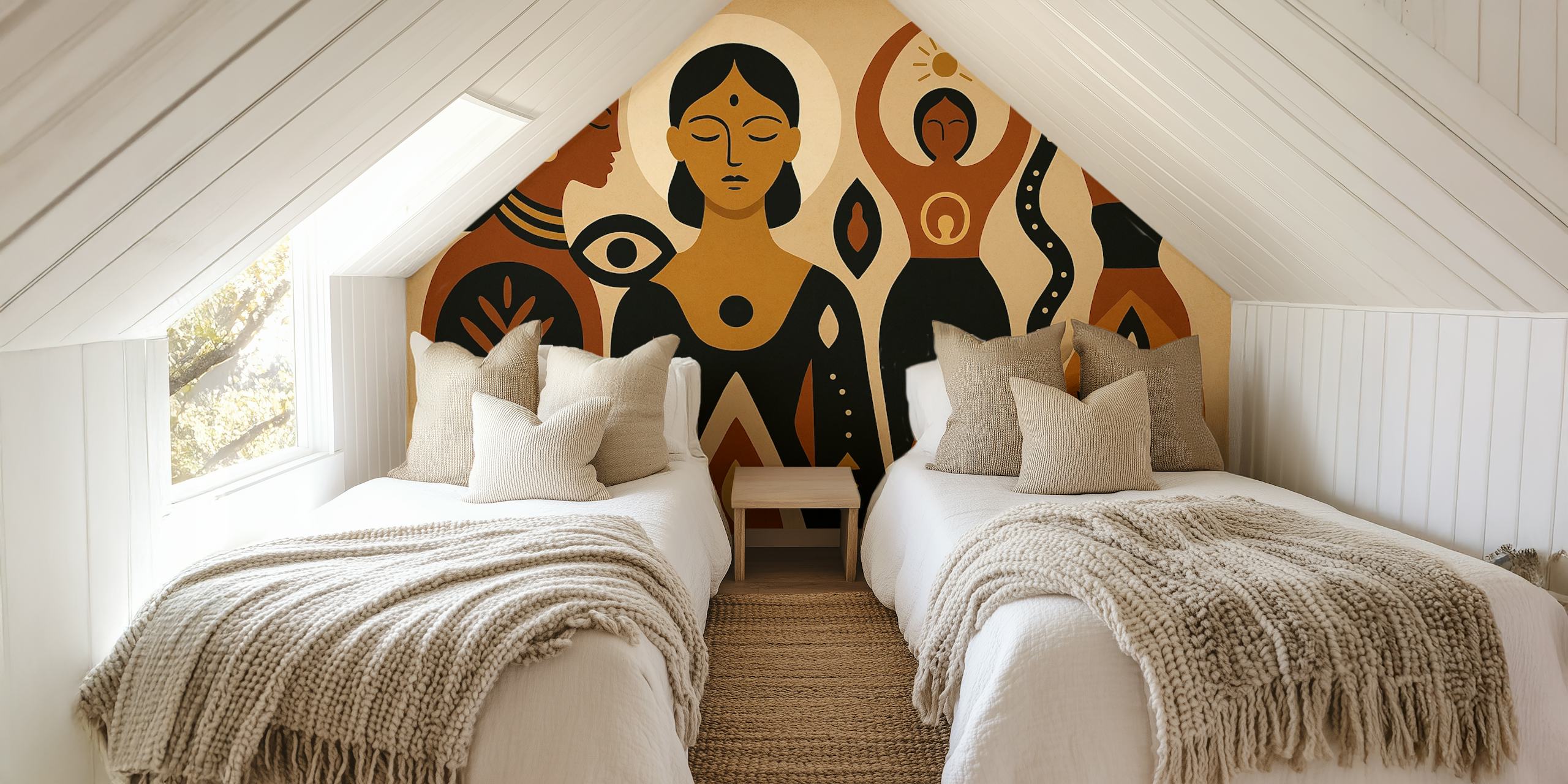 Sacred Feminine Symbols papel de parede em um quarto