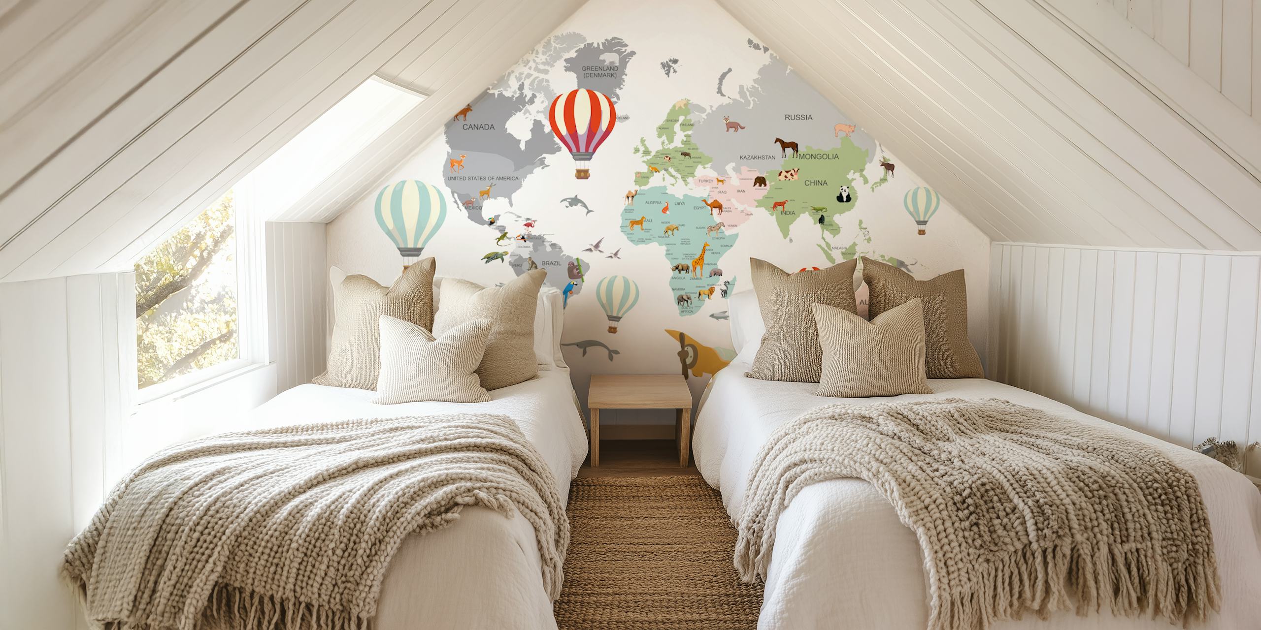 Whimsical World Map Decor σε ένα δωμάτιο