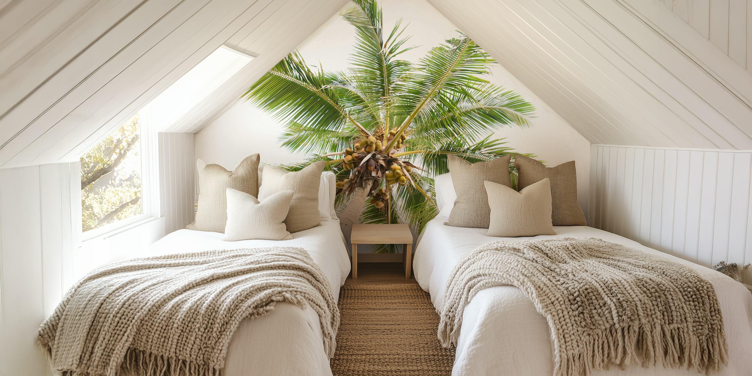 Caribbean Paradise Palms wallpaper design in a room