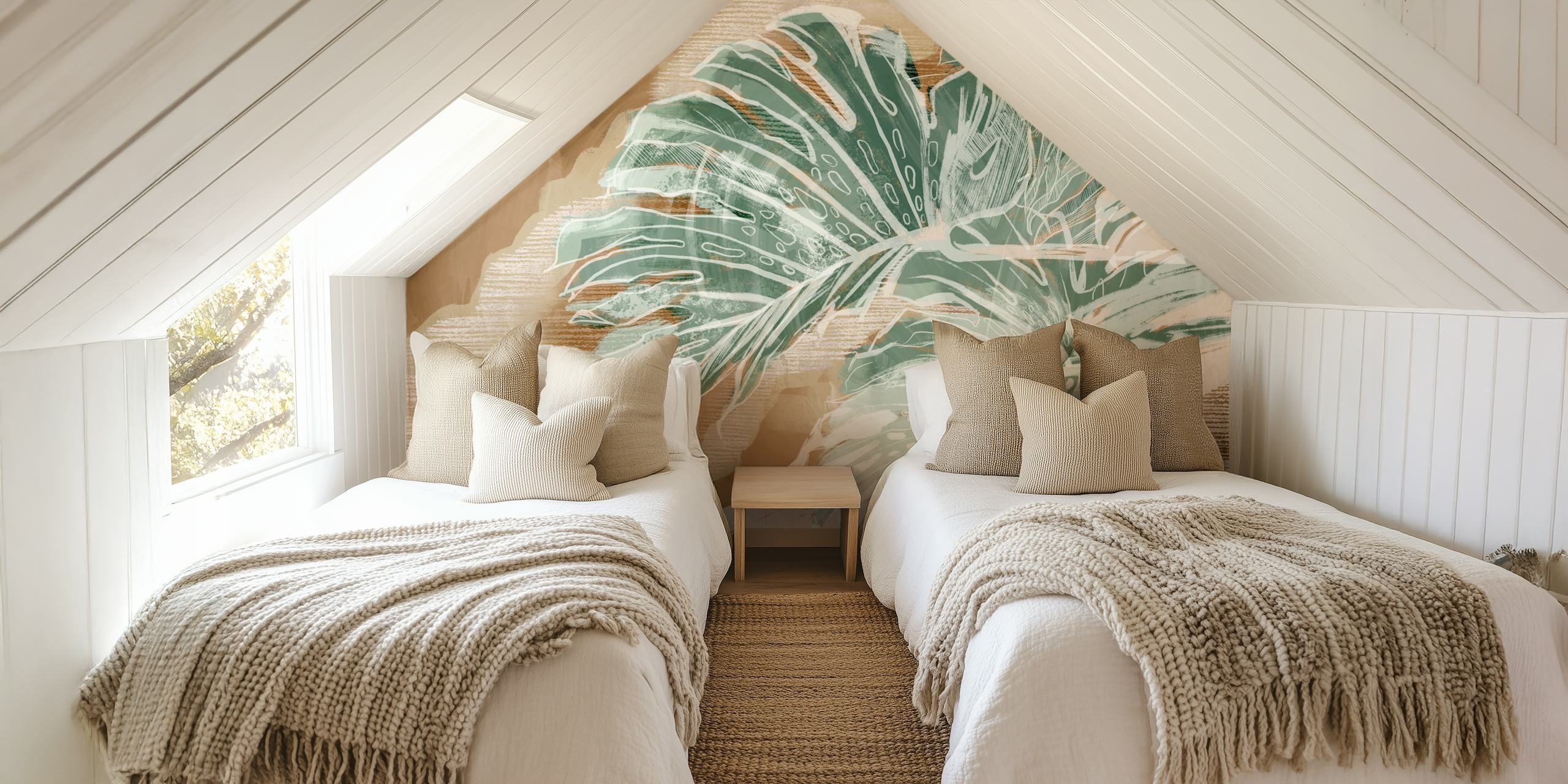 Abstract tropics 2 wallpaper in a room