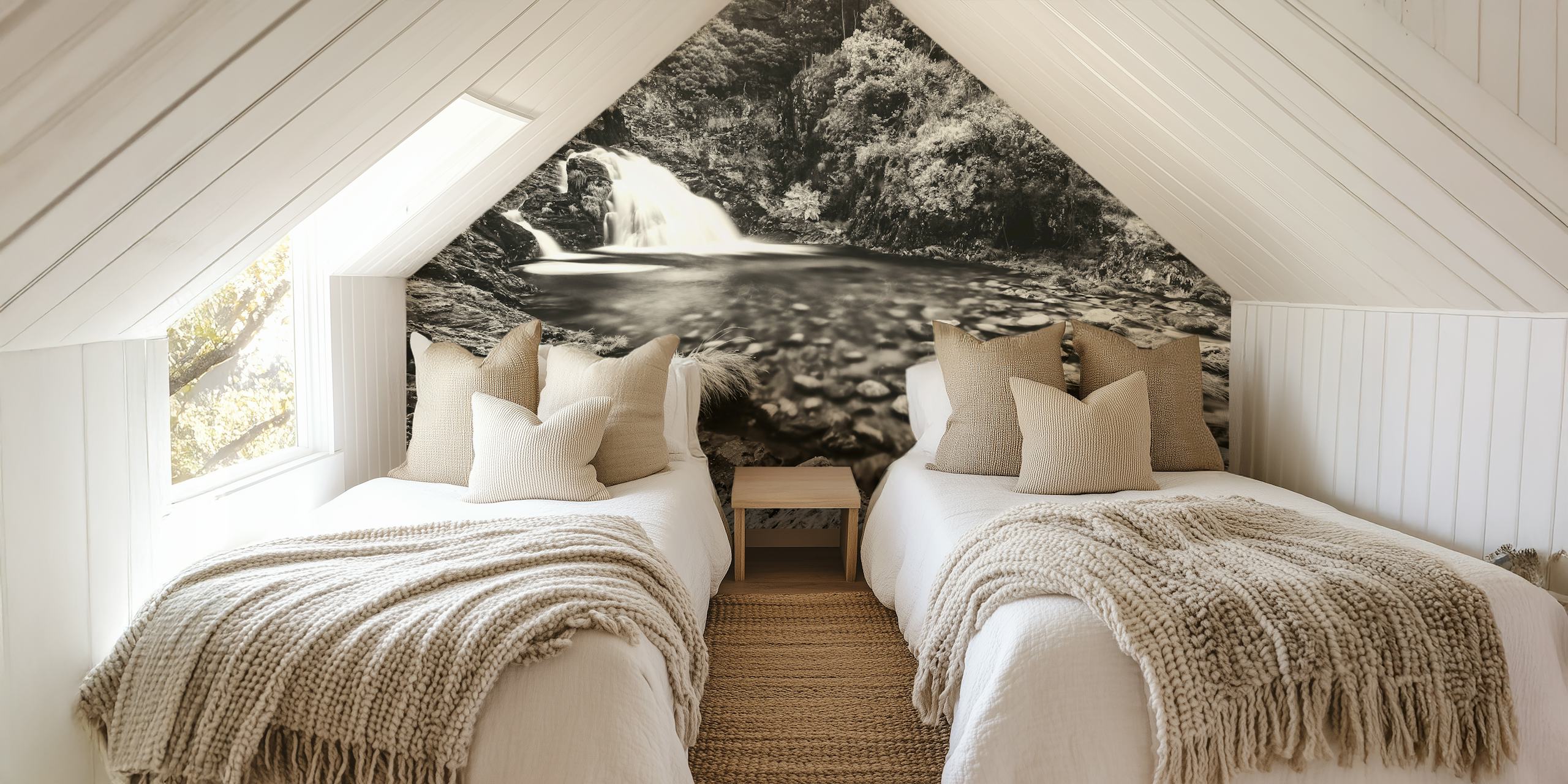 Grayscale Cascade wallpaper in a room
