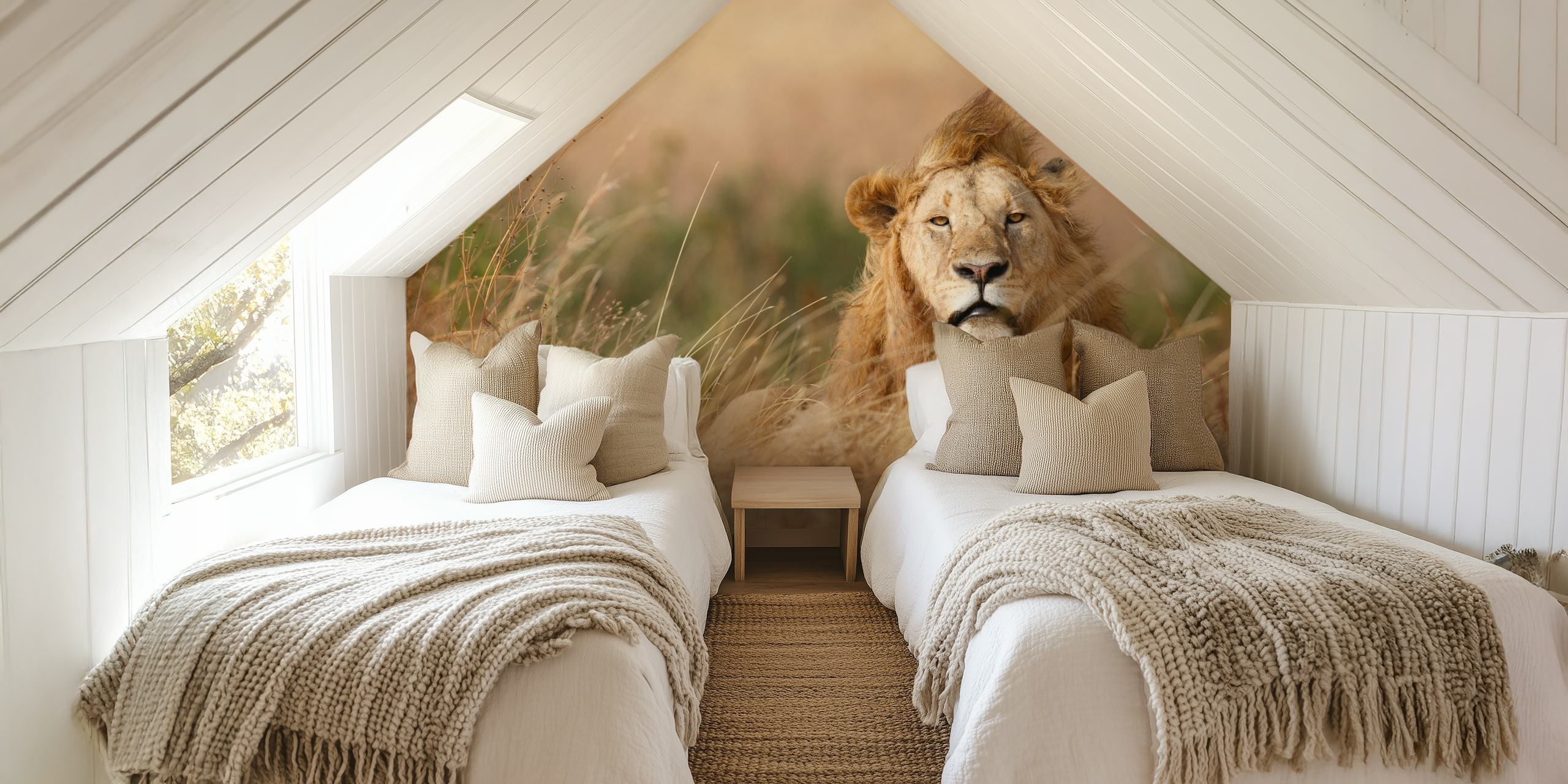 Handsome lion papel de parede em um ambiente decorativo
