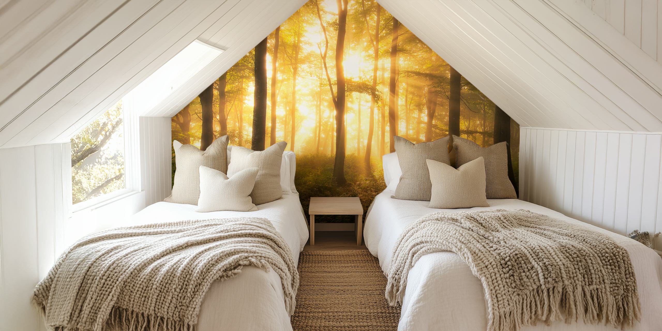 Beautiful nature wallpaper in a room