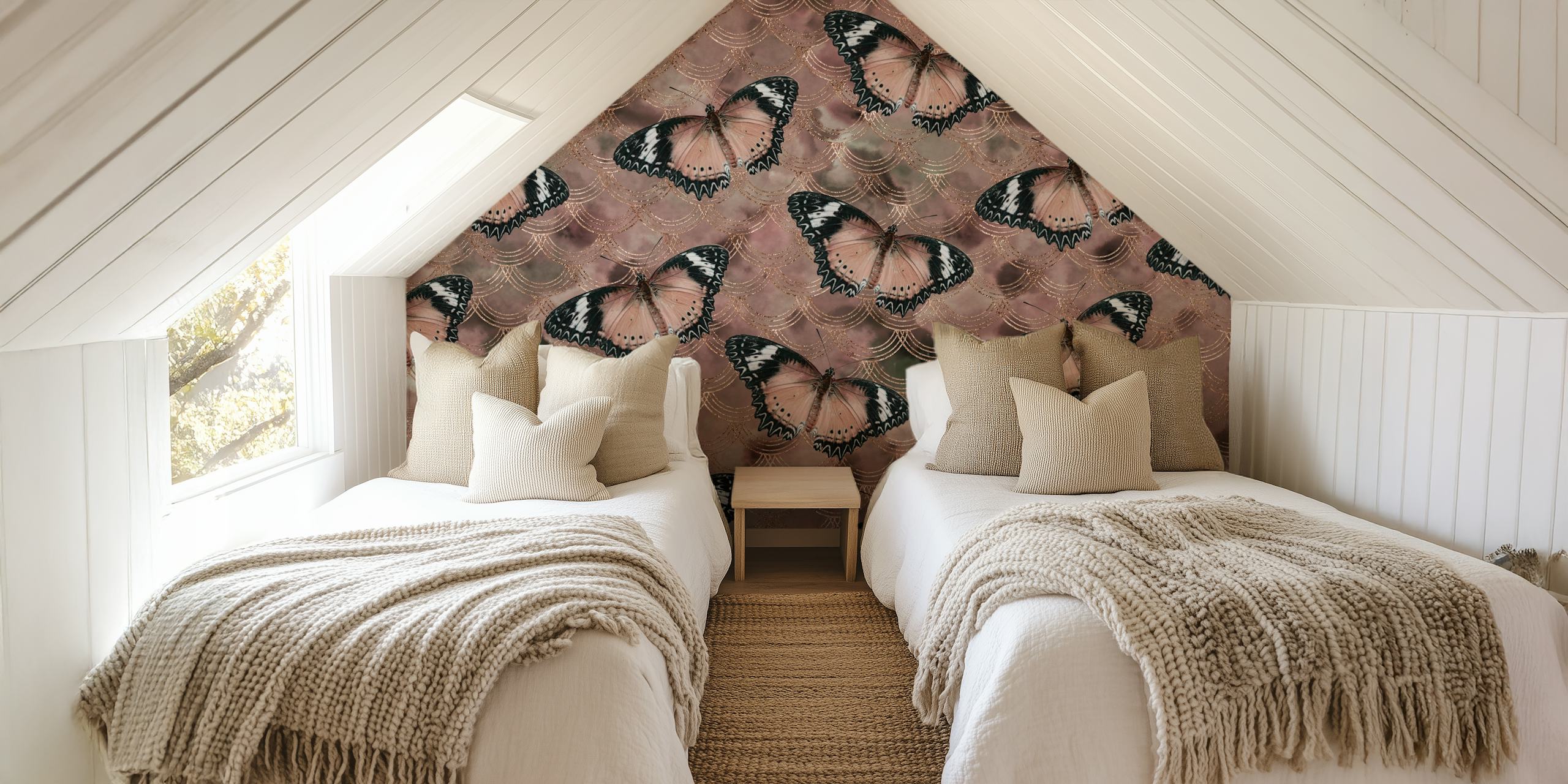 Butterfly wallpaper design i et rum